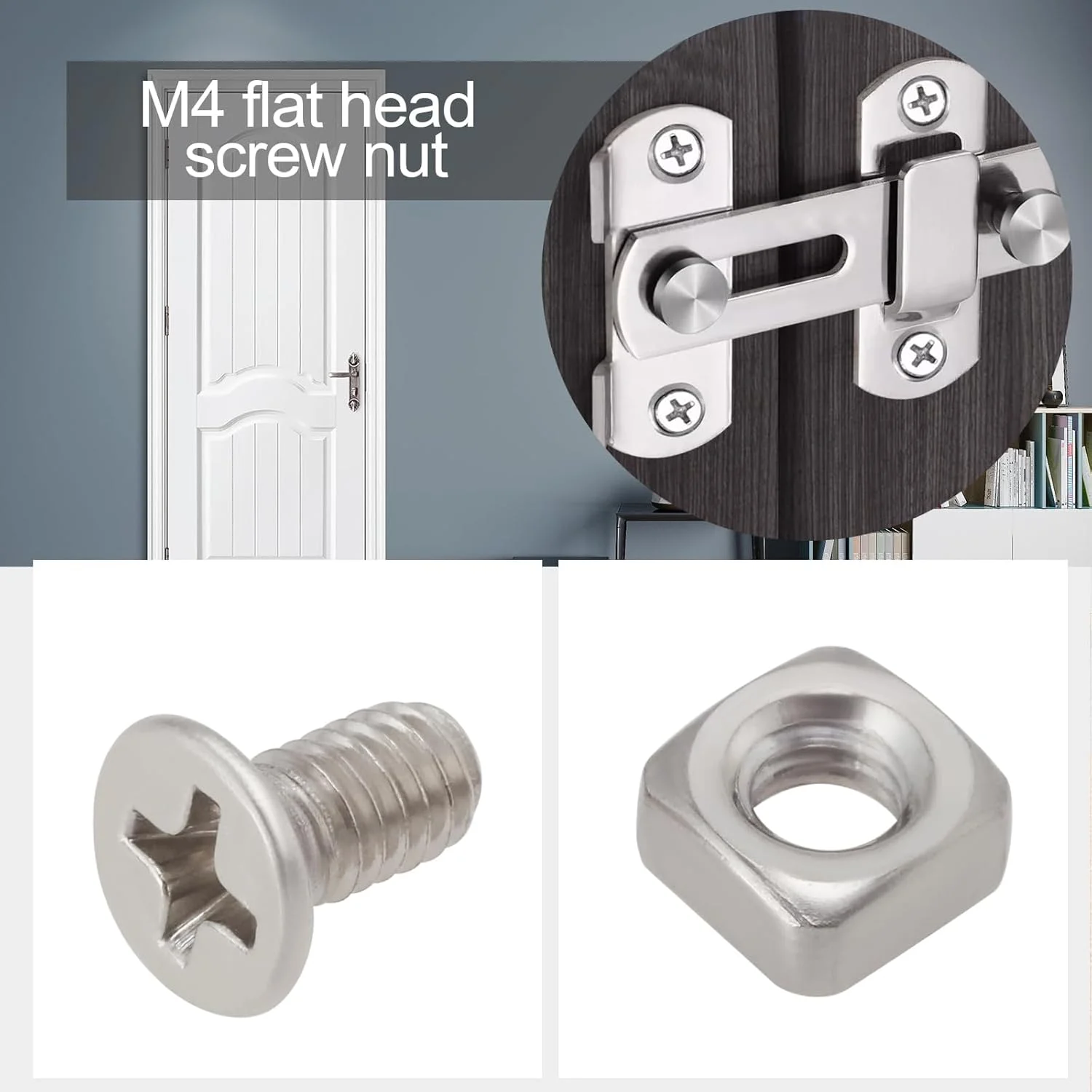 میکرو تریدرز 10 ست پیچ قفل درب M4 استیل ضد زنگ برای نصب قفل درب میز صندلی فن 8x7x4mm 7x4x2.8mm نقره ای