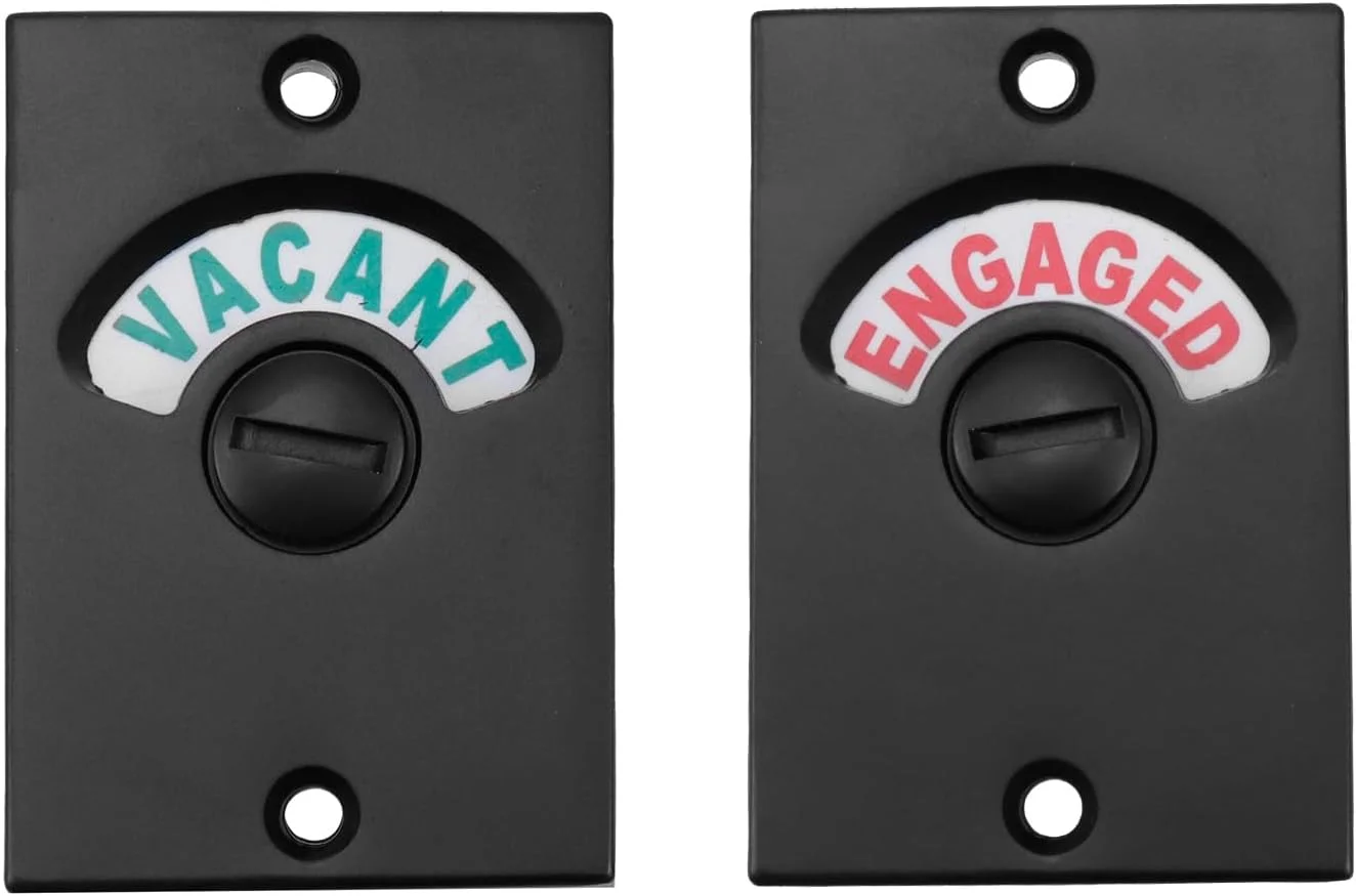 قفل نشانگر درب توالت Mewutal، قفل نشانگر درب حمام، قفل زبانه آلیاژ آلومینیوم با نشانگر خالی/اشغال برای سرویس بهداشتی، اتاق پرو، همراه با پیچ (مشکی)