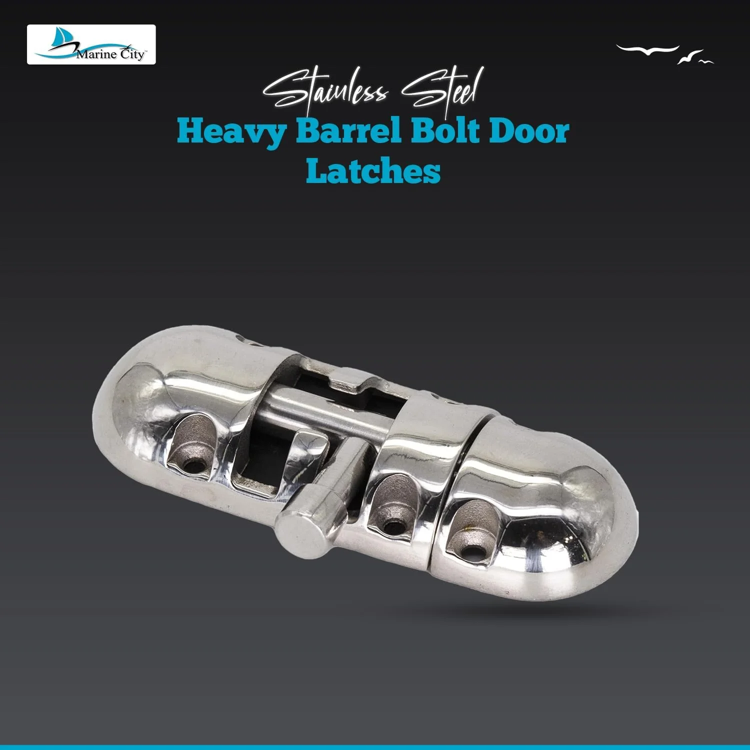 MARINE CITY قفل زبانه ای سنگین استیل ضد زنگ گرید 316 با سطح برس خورده (8.6 × 3.2 سانتی متر) برای پنجره ها - درها - دریچه ها - کمدهای - کابینت ها (بسته 1 عددی)