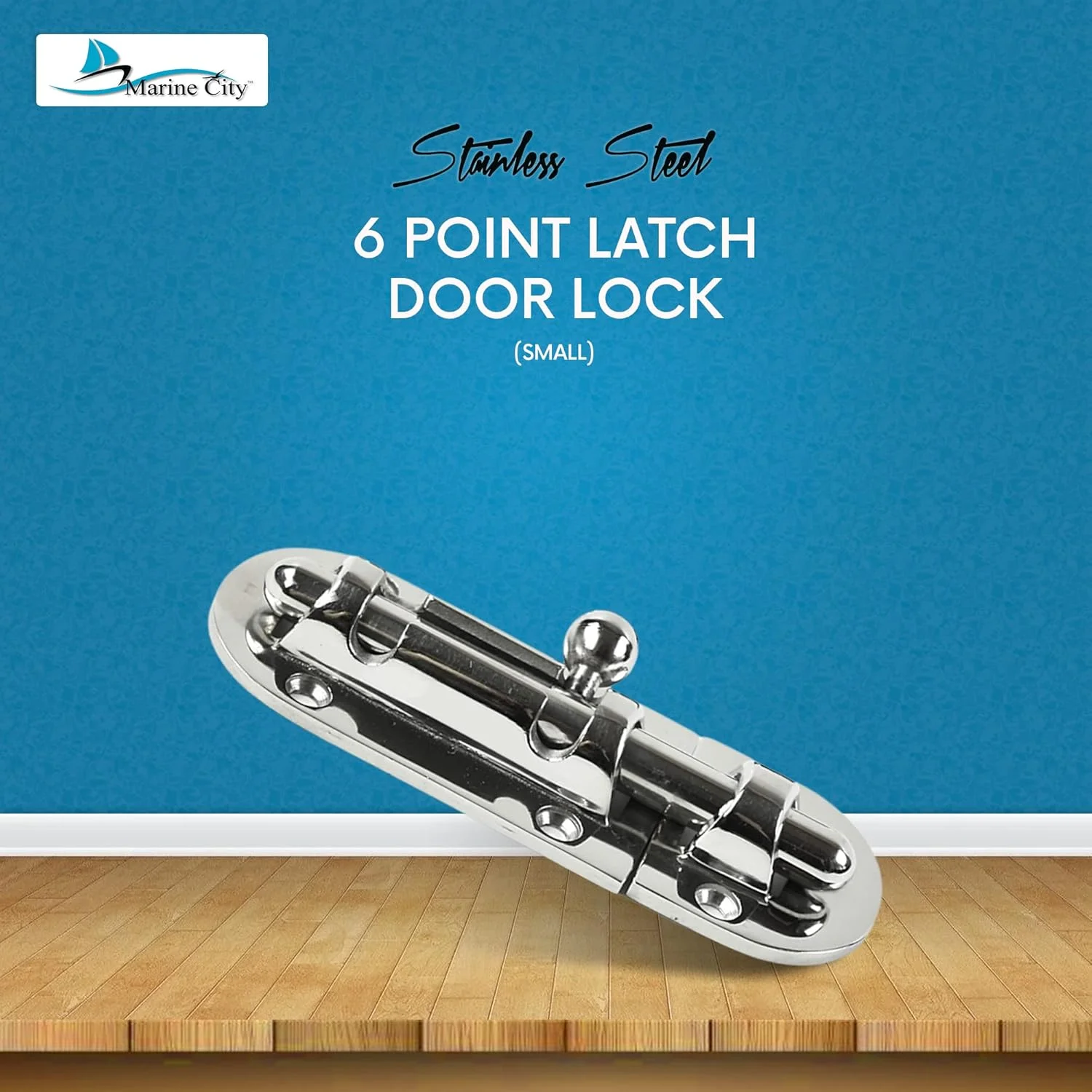 قفل اهرمی استیل دریایی Marine City، فولاد ضد زنگ 316، سنگین، مناسب درب، دارای 6 نقطه اتصال (اندازه: 3-1/2 اینچ × 1-1/2 اینچ) (S)