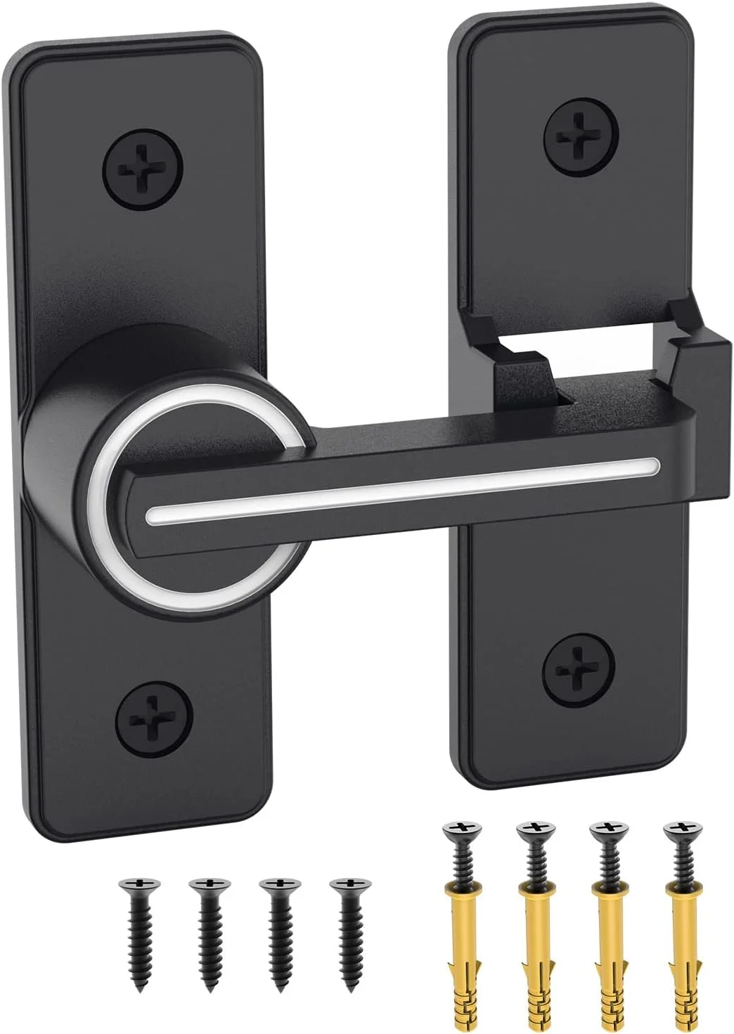 قفل درب Mbotnee، قفل زبانه چرخشی، قفل ایمنی درب، زبانه درب قابل تنظیم آلیاژ روی 3.8 میلی متری سنگین، سخت افزار قفل درب برای درب کشویی انبار، باغ، حمام، درب گاراژ (مشکی شب تاب) قفل درب Mbotnee، قفل زبانه چرخشی، قفل ایمنی درب، زبانه درب قابل تنظیم آلیاژ روی 3.8 میلی متری سنگین، سخت افزار قفل درب برای درب کشویی انبار، باغ، حمام، درب گاراژ (مشکی شب تاب)