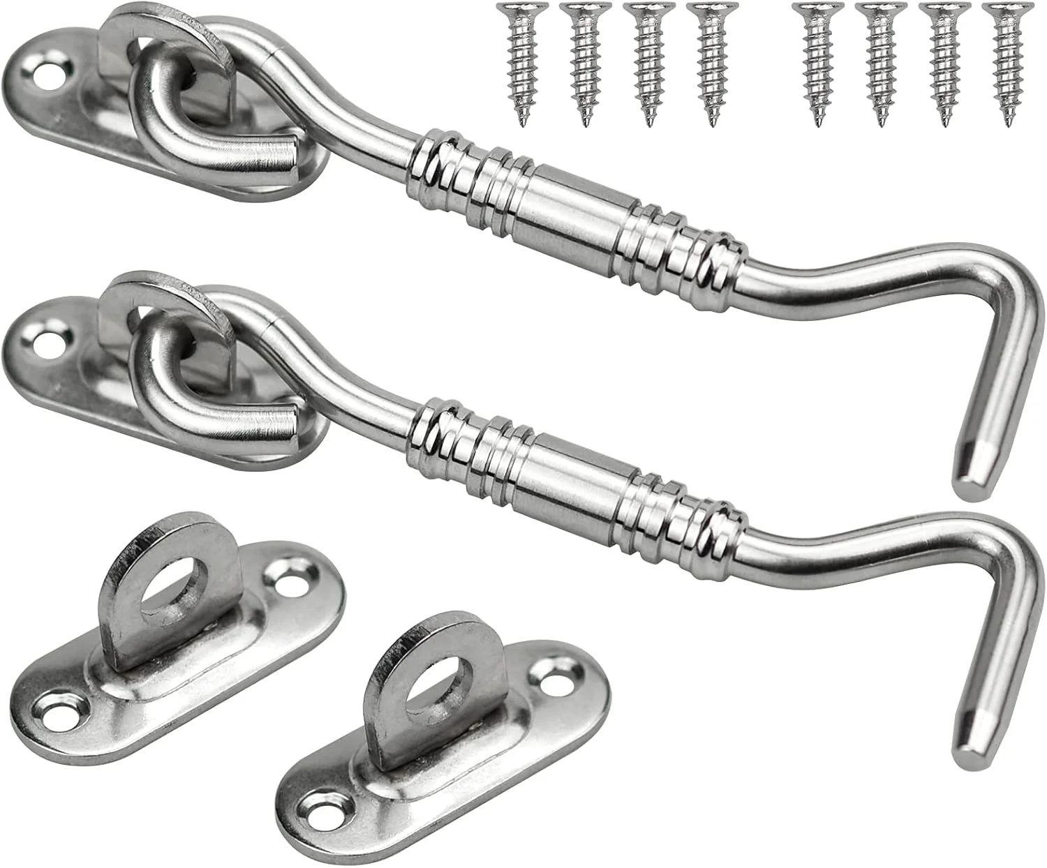 قفل چشمی قلاب دروازه MAKINGTEC، 2 عدد قفل درب انبار 4 اینچی و قفل درب استیل ضد زنگ گردان پنجره، نگهدارنده بی صدای تکیه گاه پنجره با پیچ های نصب برای گاراژ، دروازه های باغ، کمد و سوله قفل چشمی قلاب دروازه MAKINGTEC، 2 عدد قفل درب انبار 4 اینچی و قفل درب استیل ضد زنگ گردان پنجره، نگهدارنده بی صدای تکیه گاه پنجره با پیچ های نصب برای گاراژ، دروازه های باغ، کمد و سوله