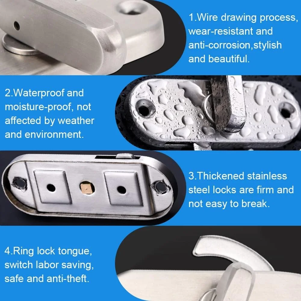 قفل درب کشویی استیل MAKINGTEC، قفل بادامکی چرخشی 90 درجه، قفل سگک درب منحنی، سگک زاویه راست درب متحرک برای درب های چوبی، درب های انبار، درب کشویی