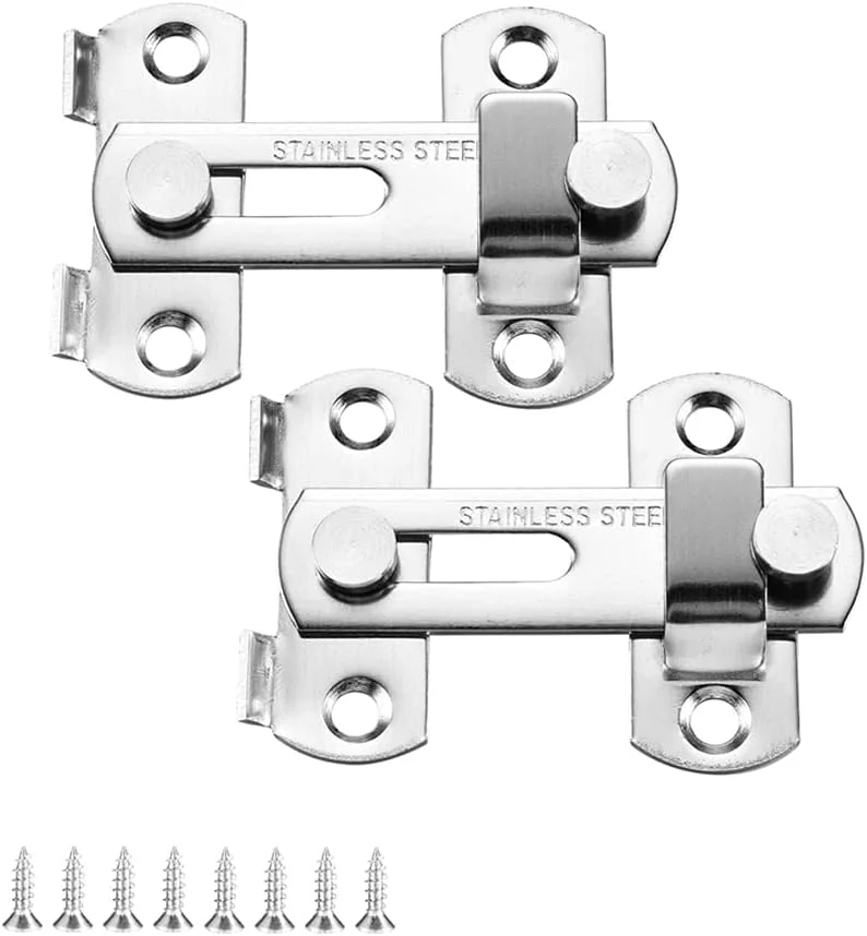 قفل زبانه ای Lpraer، بسته 2 عددی، 3 اینچی، قفل درب استیل ضد زنگ با پیچ، قفل کشویی میله ای ایمنی برای درب، کابینت، حصار، پنجره (نقره ای) قفل زبانه ای Lpraer، بسته 2 عددی، 3 اینچی، قفل درب استیل ضد زنگ با پیچ، قفل کشویی میله ای ایمنی برای درب، کابینت، حصار، پنجره (نقره ای)