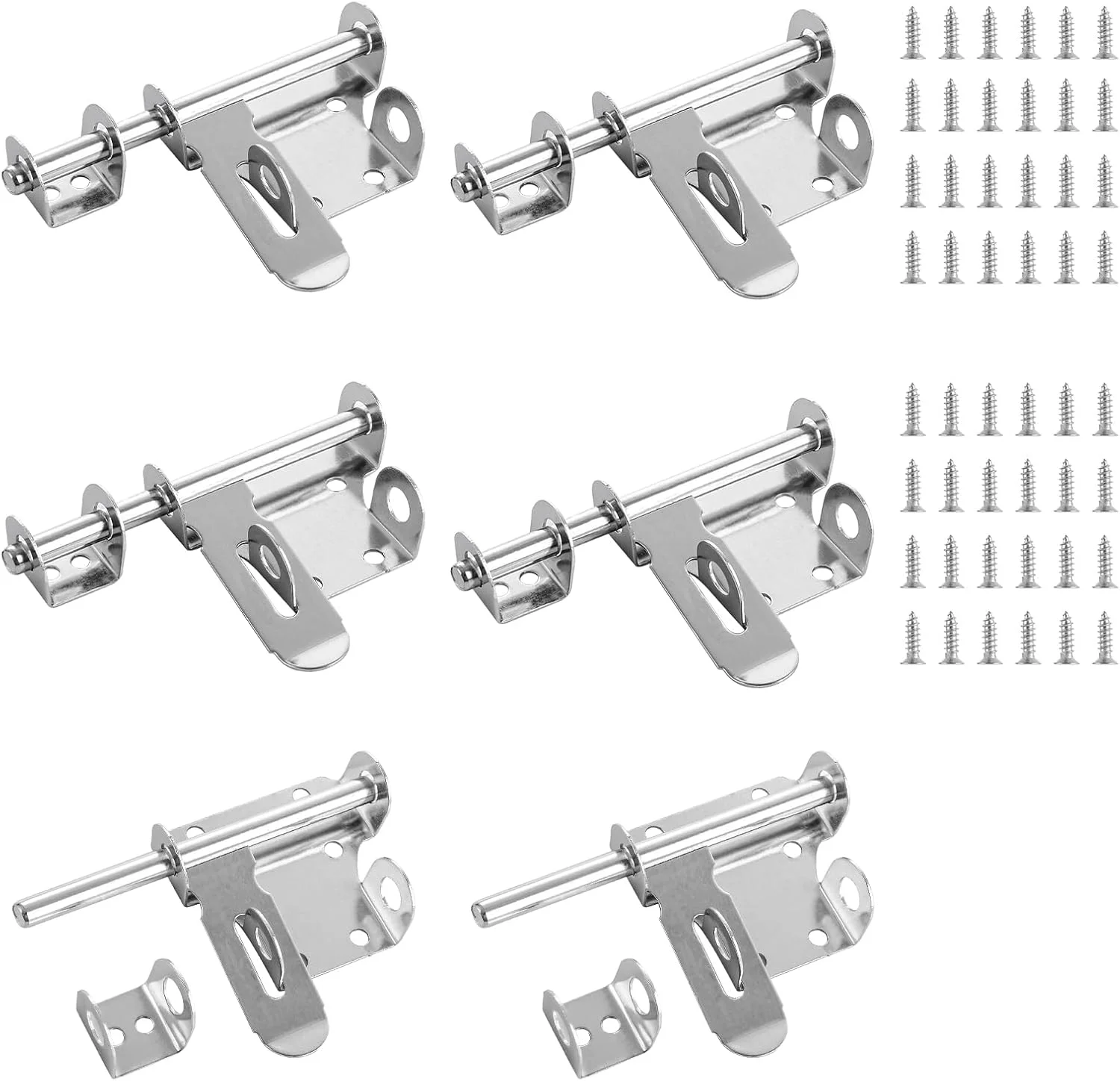 قفل زبانه کشویی دروازه LOPYXBR بسته 6 عددی، قفل کشویی نقره ای 4 اینچی برای درب، قفل زبانه درب استیل ضد زنگ با پیچ برای دروازه های چوبی، قفل های سوله باغی فضای باز (4 اینچ) قفل زبانه کشویی دروازه LOPYXBR بسته 6 عددی، قفل کشویی نقره ای 4 اینچی برای درب، قفل زبانه درب استیل ضد زنگ با پیچ برای دروازه های چوبی، قفل های سوله باغی فضای باز (4 اینچ)