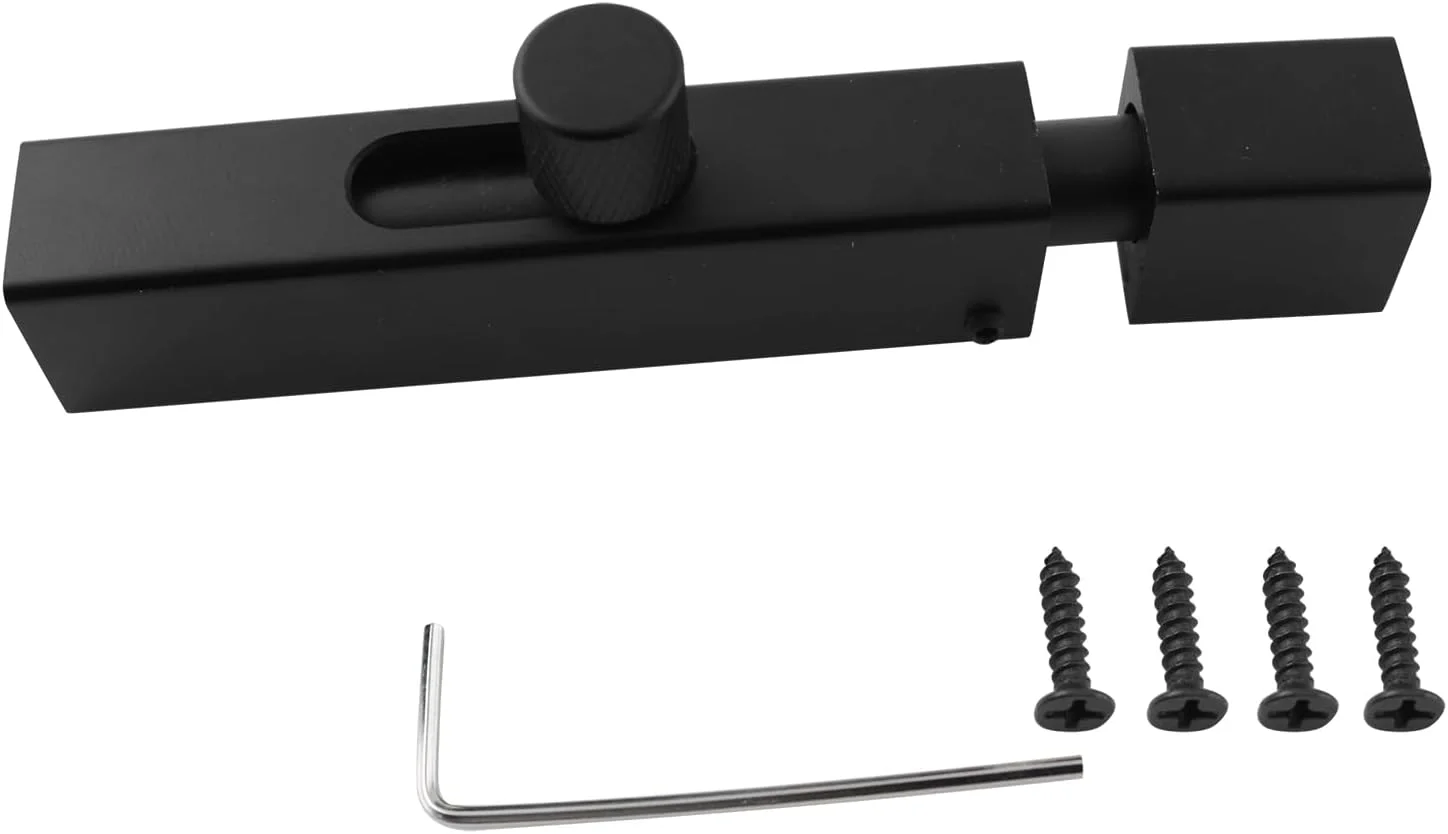 قفل زبانه ای درب صنعتی LQ مشکی 3 اینچی آلیاژ آلومینیوم با پین بازشو به همراه پیچ، مناسب برای درب های داخلی، کابینت و کمد قفل زبانه ای درب صنعتی LQ مشکی 3 اینچی آلیاژ آلومینیوم با پین بازشو به همراه پیچ، مناسب برای درب های داخلی، کابینت و کمد