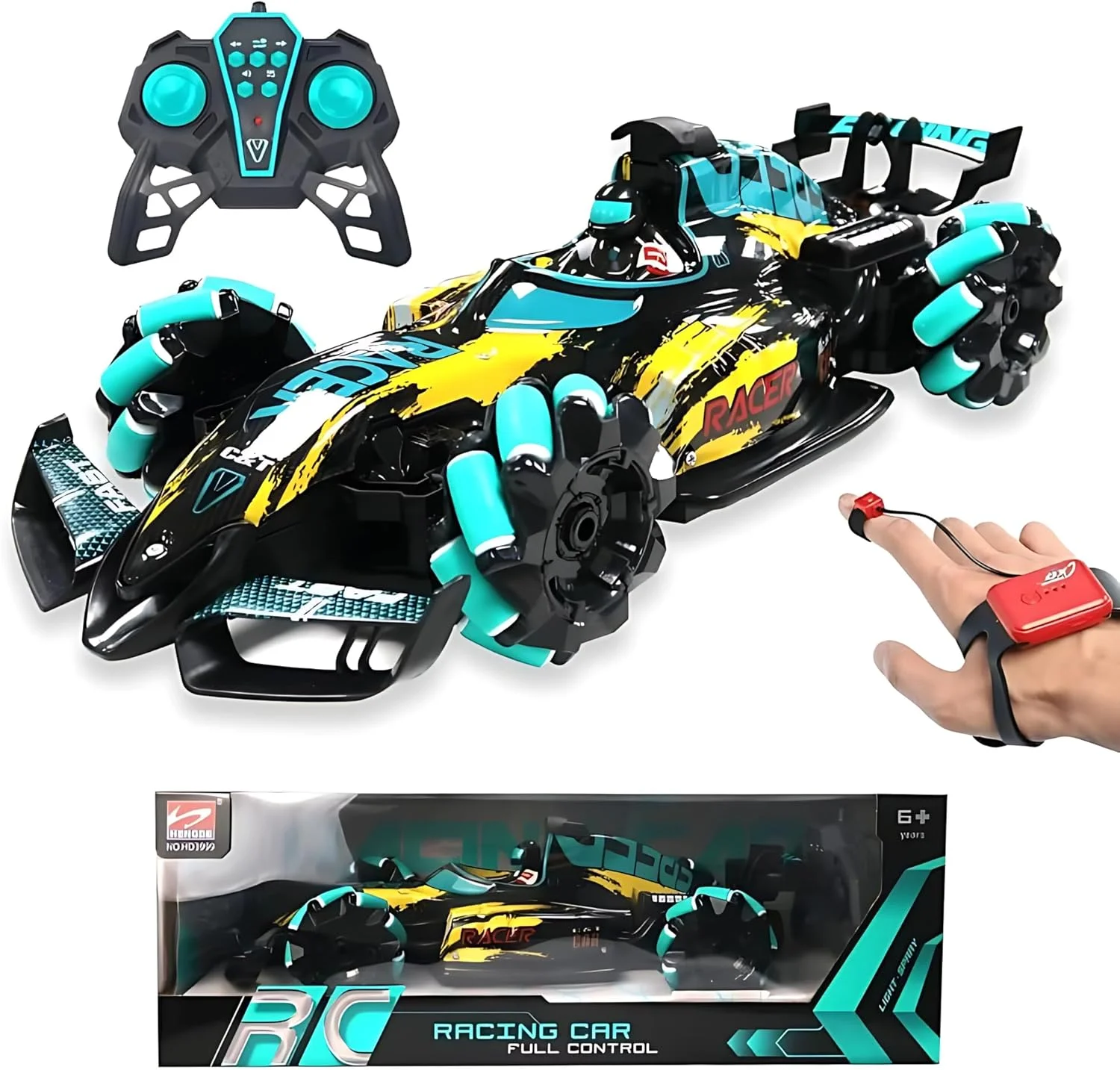 ماشین کنترلی Jinou - ساخته شده از پلاستیک با کیفیت عالی با موتور دوگانه 4WD پرقدرت - ماشین اسباب بازی کودکان با کنترل از راه دور و کنترل حرکتی ساعت هوشمند با انگشت، 1 سال گارانتی ماشین کنترلی Jinou - ساخته شده از پلاستیک با کیفیت عالی با موتور دوگانه 4WD پرقدرت - ماشین اسباب بازی کودکان با کنترل از راه دور و کنترل حرکتی ساعت هوشمند با انگشت، 1 سال گارانتی