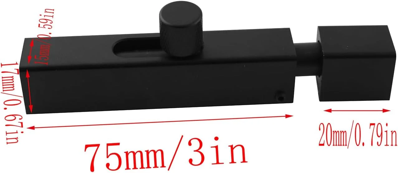 قفل زبانه ای درب صنعتی LQ مشکی 3 اینچی آلیاژ آلومینیوم با پین بازشو به همراه پیچ، مناسب برای درب های داخلی، کابینت و کمد