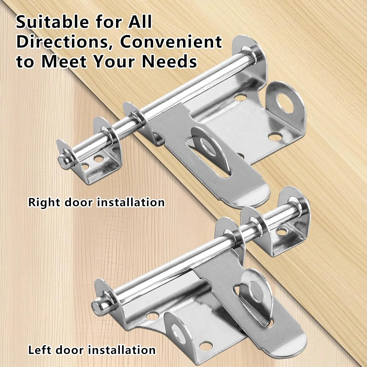 قفل زبانه کشویی دروازه LOPYXBR بسته 6 عددی، قفل کشویی نقره ای 4 اینچی برای درب، قفل زبانه درب استیل ضد زنگ با پیچ برای دروازه های چوبی، قفل های سوله باغی فضای باز (4 اینچ)