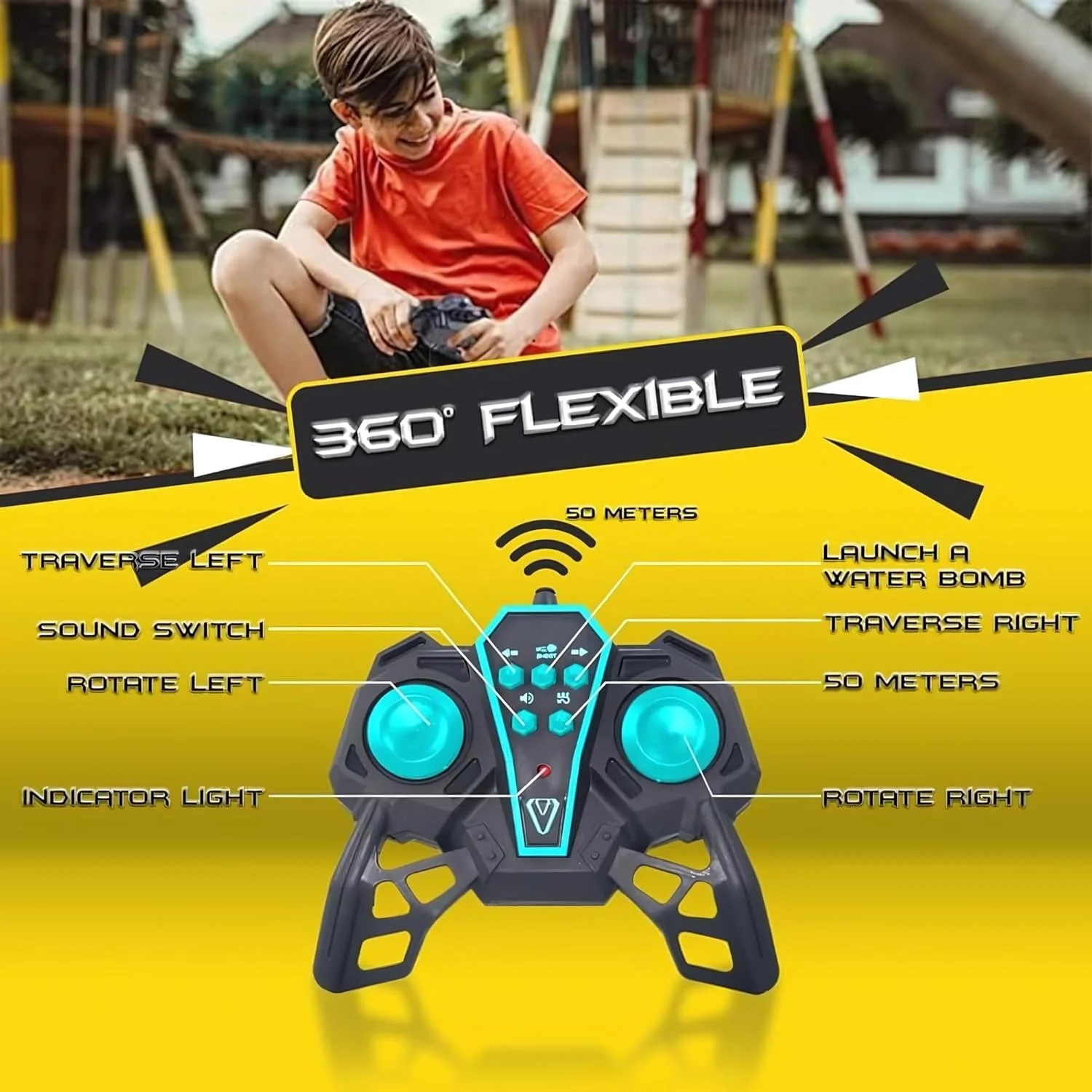 ماشین کنترلی Jinou - ساخته شده از پلاستیک با کیفیت عالی با موتور دوگانه 4WD پرقدرت - ماشین اسباب بازی کودکان با کنترل از راه دور و کنترل حرکتی ساعت هوشمند با انگشت، 1 سال گارانتی