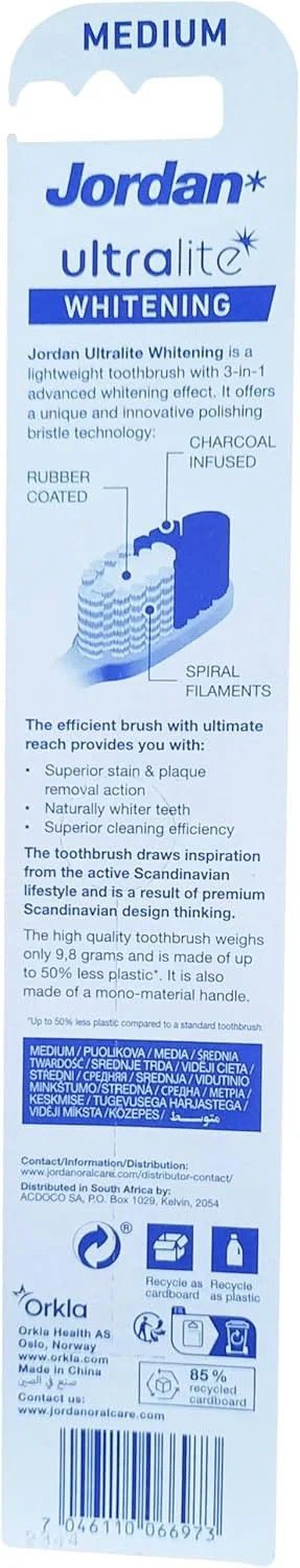 مسواک جردن اولترالایت سفید کننده با برس متوسط مسواک جردن اولترالایت سفید کننده با برس متوسط