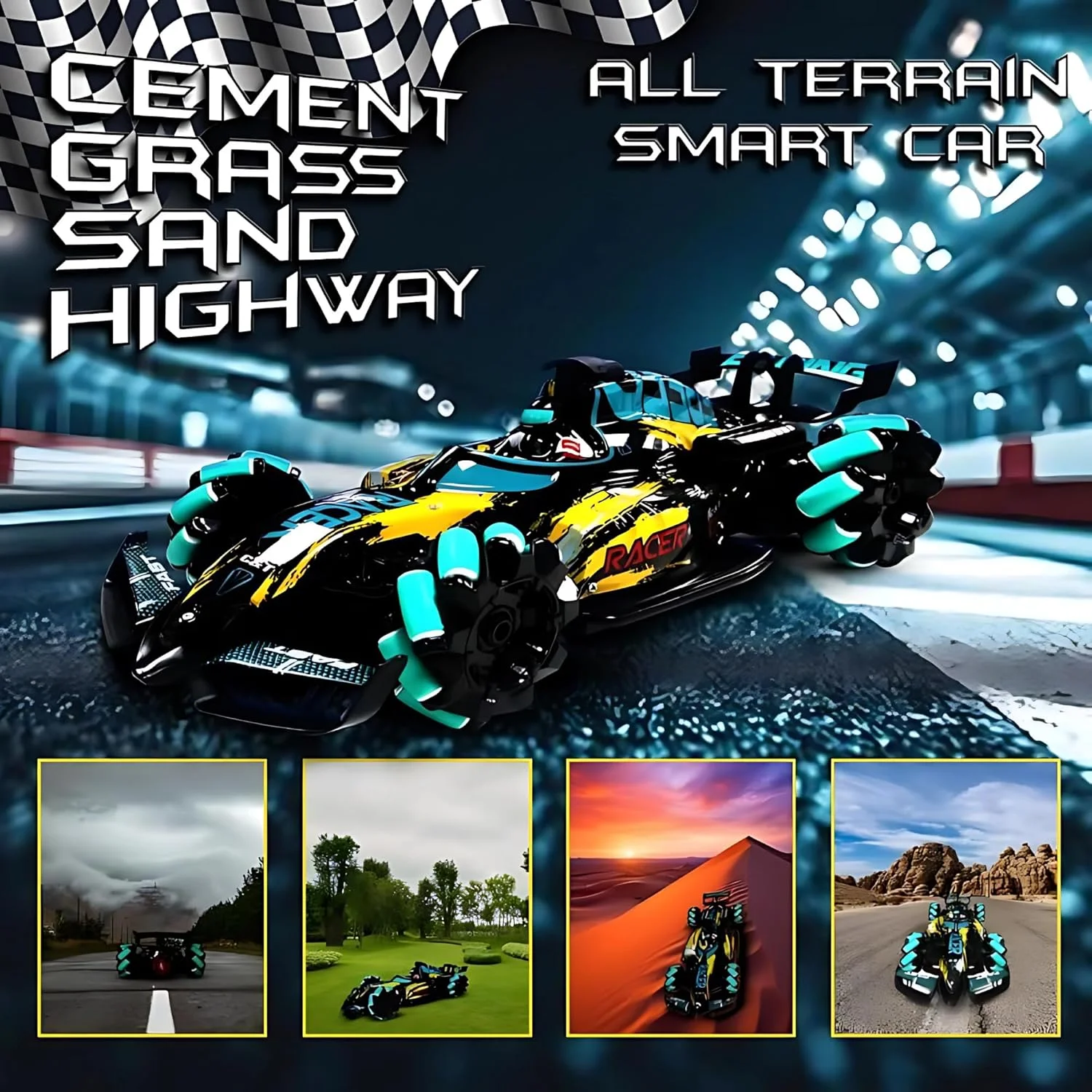 ماشین کنترلی Jinou - ساخته شده از پلاستیک با کیفیت عالی با موتور دوگانه 4WD پرقدرت - ماشین اسباب بازی کودکان با کنترل از راه دور و کنترل حرکتی ساعت هوشمند با انگشت، 1 سال گارانتی