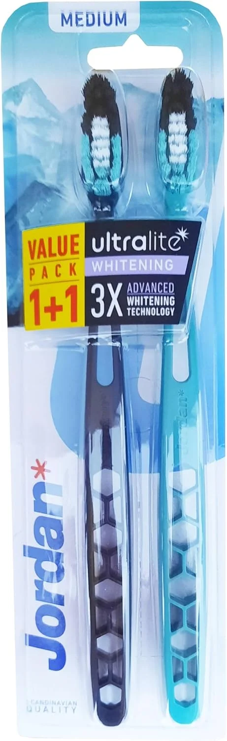 مسواک جردن اولترالایت سفید کننده متوسط 2 عددی