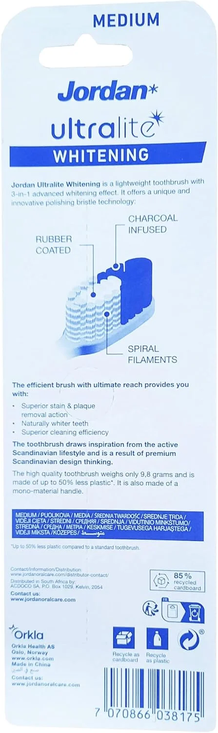 مسواک جردن اولترالایت سفید کننده متوسط 2 عددی