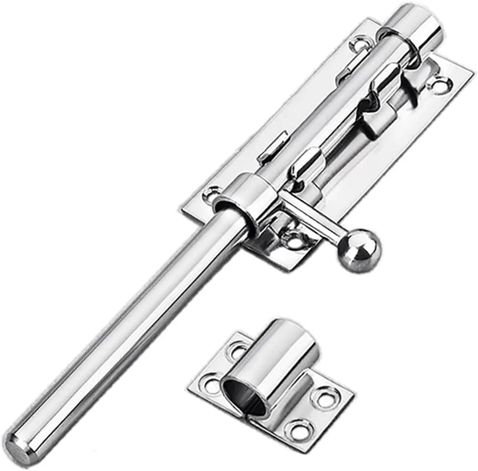 قفل کشویی سنگین درب دروازه Litensh با سوراخ قفل، قفل زبانه استیل ضد زنگ 304، قطر 12 میلی متر، استیل ضد زنگ 196 میلی متر