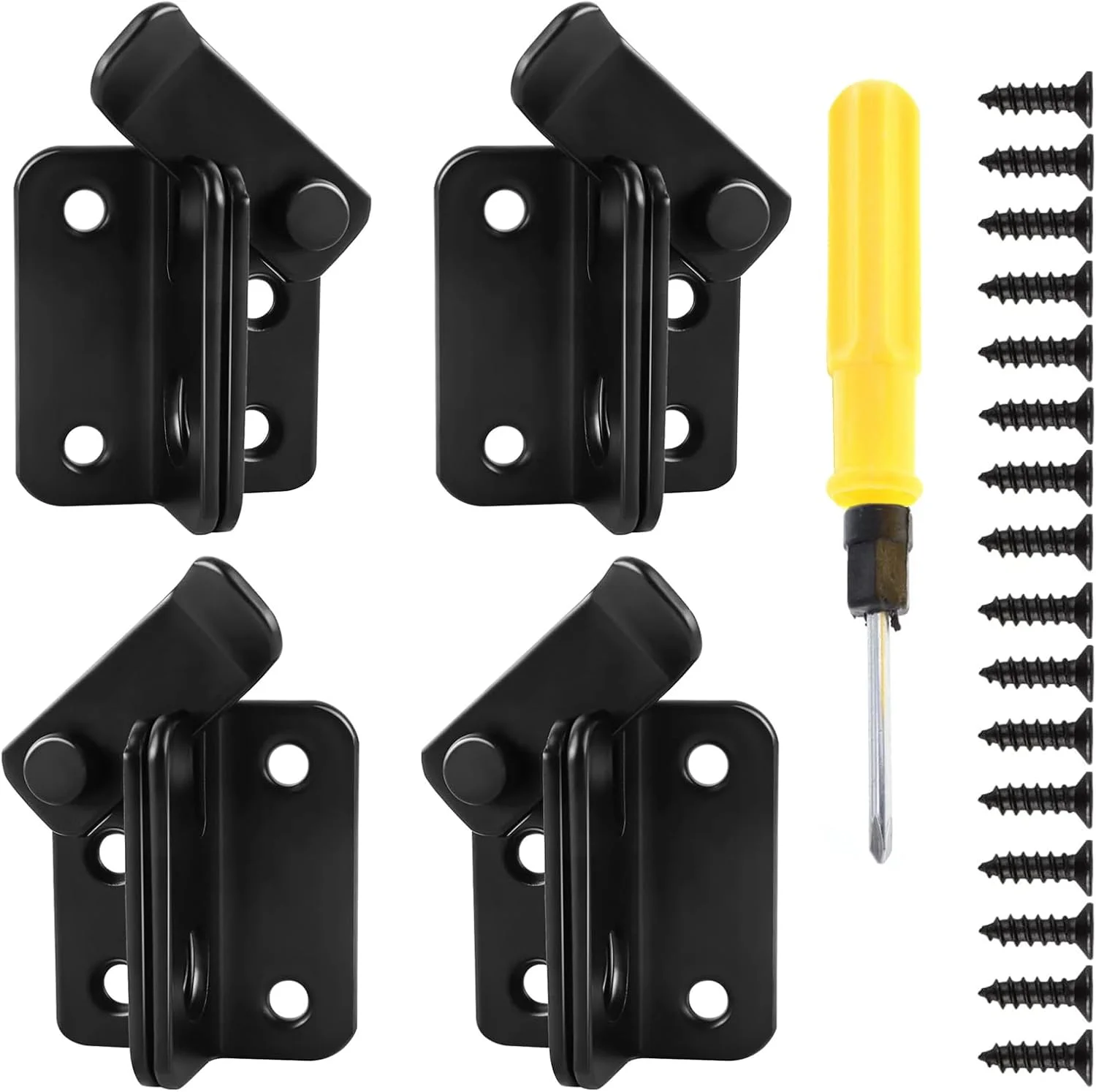 بسته 4 عددی قفل و بست برای قفل درب، قفل استیل ضد زنگ درب، قفل کوچک 2 در 1 با سوراخ قفل، قفل کشویی مشکی برای پنجره ها، درب حیوانات خانگی، درب باغ، حصار