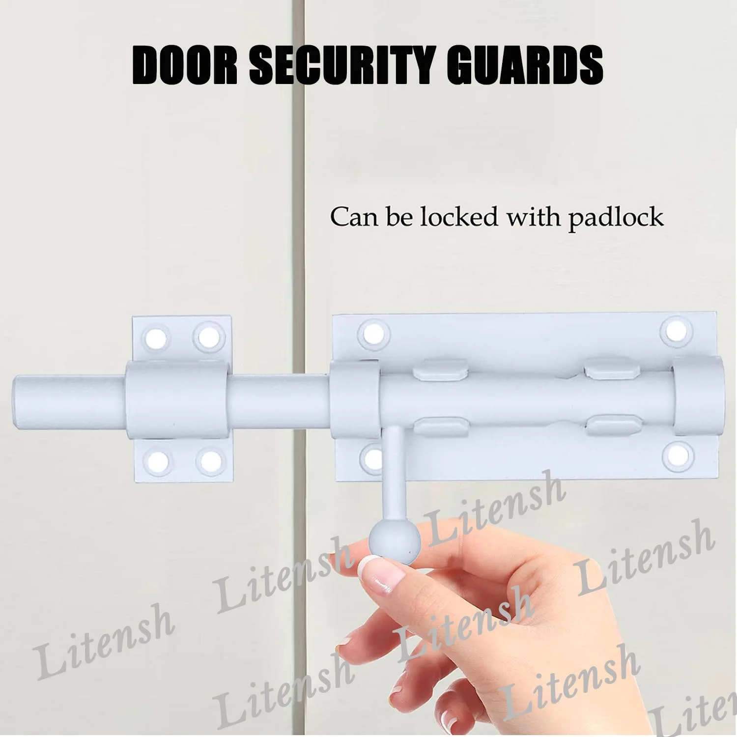 قفل درب Litensh برای دروازه های کشویی، قفل درب، قفل زبانه ای، قفل دروازه با سوراخ برای قفل آویز، قفل مرده فولادی ضد زنگ 304، قفل درب کوچک، قطر 14 میلی متر، سفید