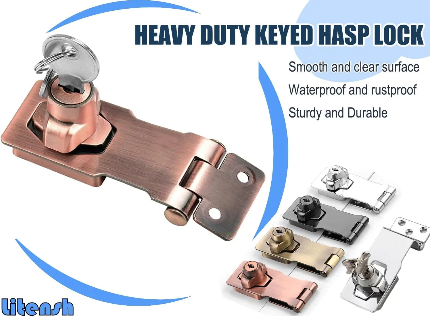 قفل زبانه دار 3 اینچی Litensh با کلید، قفل چرخشی زبانه دار با کلید، قفل ایمنی درب، قفل کابینت، قفل درب 3 اینچی برای قفل کردن مبلمان، صندوق پستی، برنز قرمز