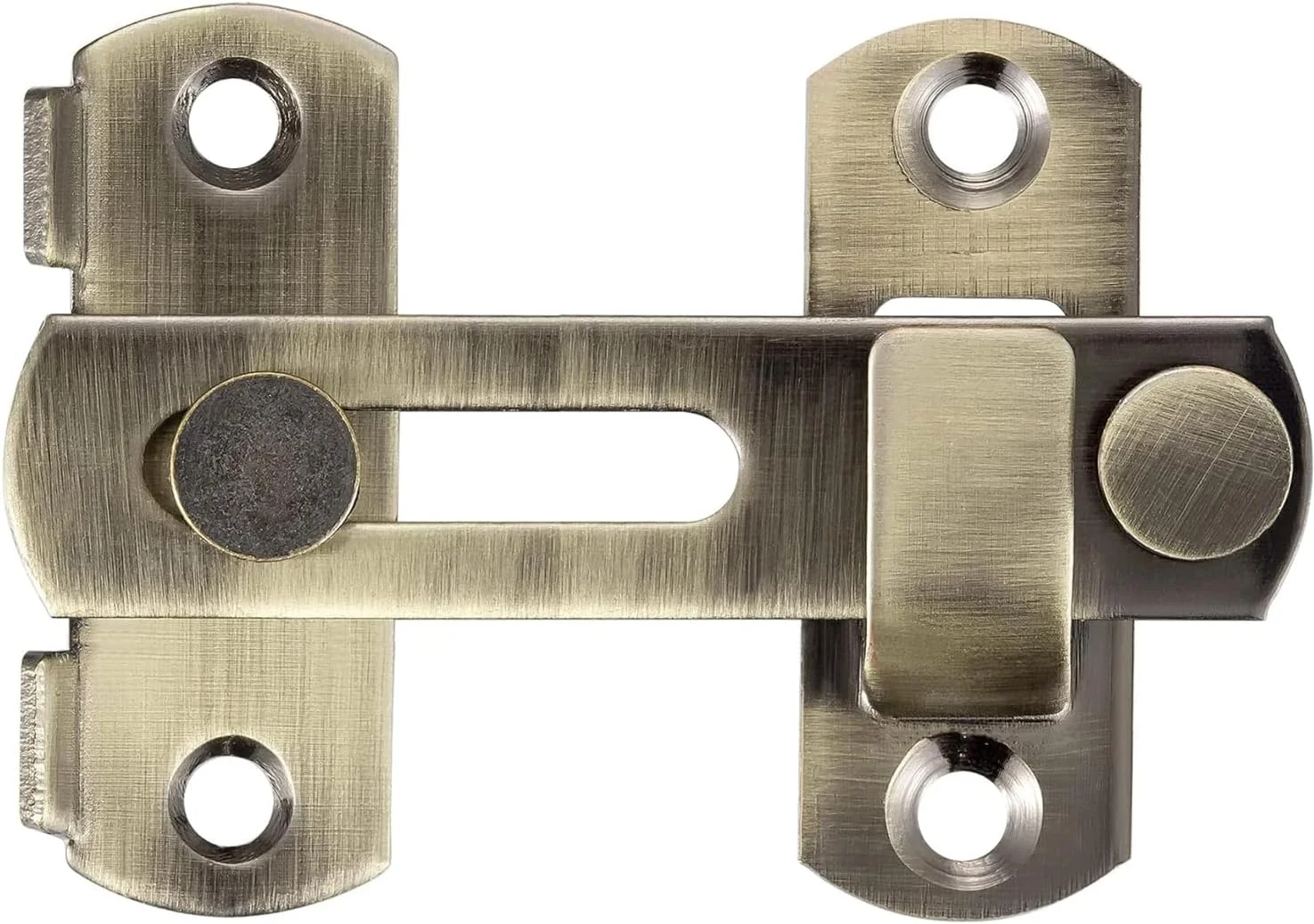 قفل درب کشویی انبار لیتنش، قفل زبانه درب استیل ضد زنگ، سخت افزار زبانه کشویی، قفل پیچ درب ایمنی برای درب پنجره کابینت شراب حمام گاراژ باغ (برنز سبز 180 درجه 4 اینچ)