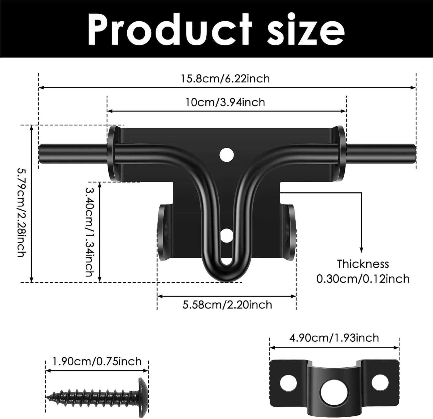 قفل زبانه درب 4 عددی، قفل کشویی زبانه ای آهنی با پیچ برای درهای فرورفته و دروازه های همسطح