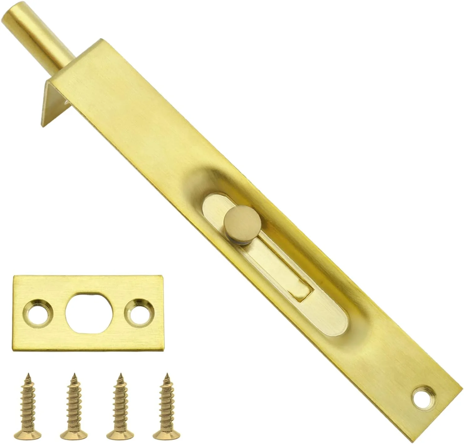 زبانه قفل توکار درب استیل کیویونتی، اهرم دار نوع L، طول 15 سانتیمتر، طلایی