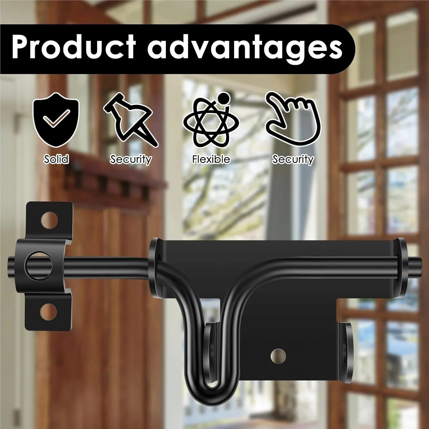 قفل زبانه درب 4 عددی، قفل کشویی زبانه ای آهنی با پیچ برای درهای فرورفته و دروازه های همسطح