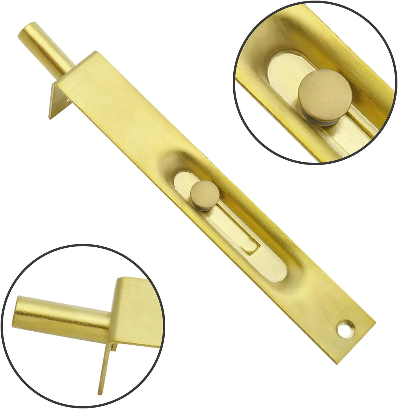 زبانه قفل توکار درب استیل کیویونتی، اهرم دار نوع L، طول 15 سانتیمتر، طلایی