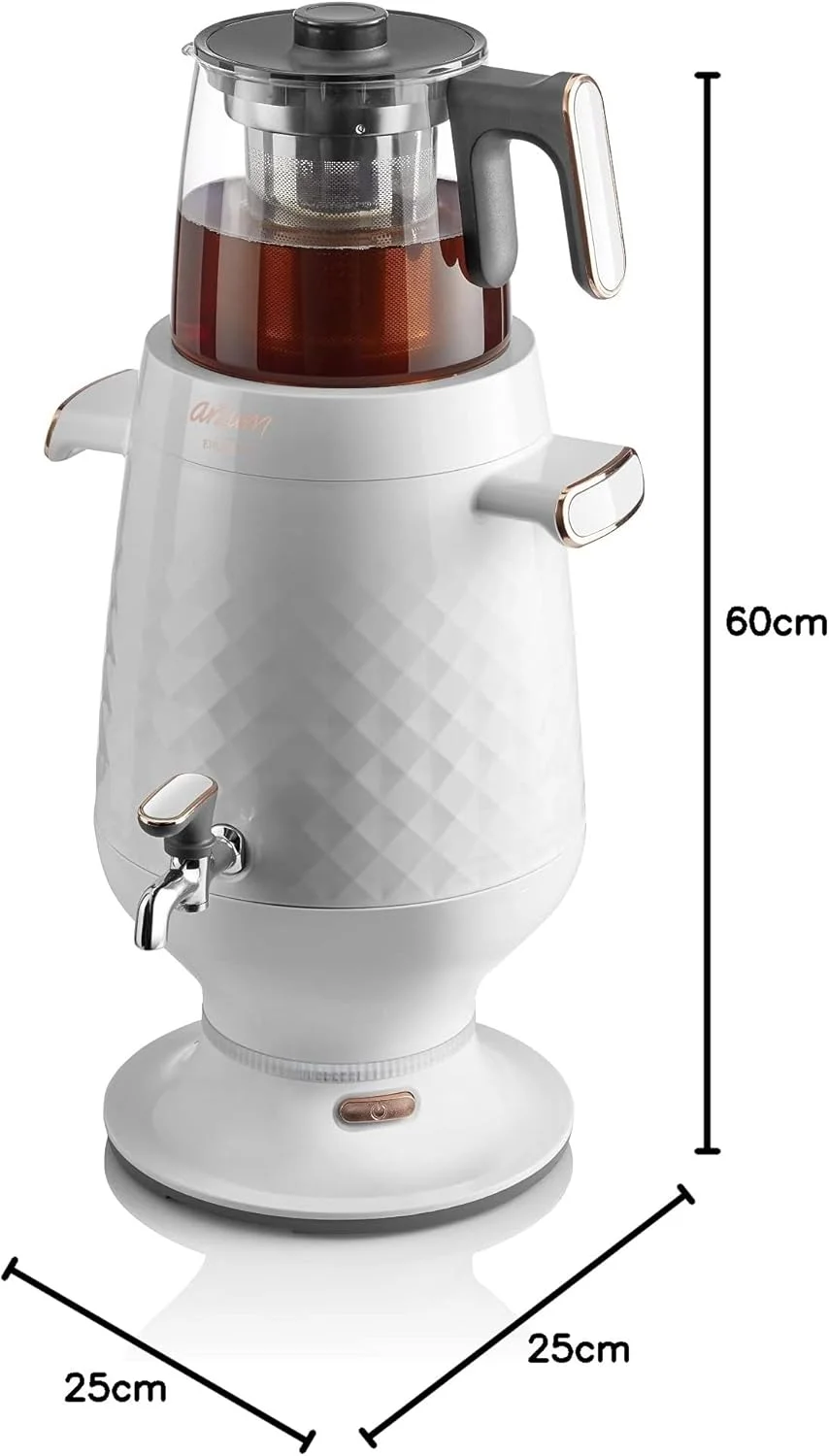 چای ساز سماوری برقی آرزوم مدل AR3083W، توان 2200 وات، سفید