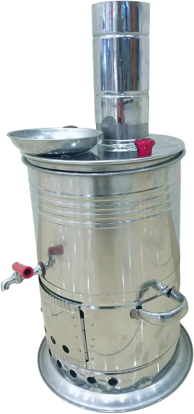 کتری سماوری آلبوادی مناسب کمپینگ، تهیه چای، پخت و پز، قابل استفاده با زغال و چوب