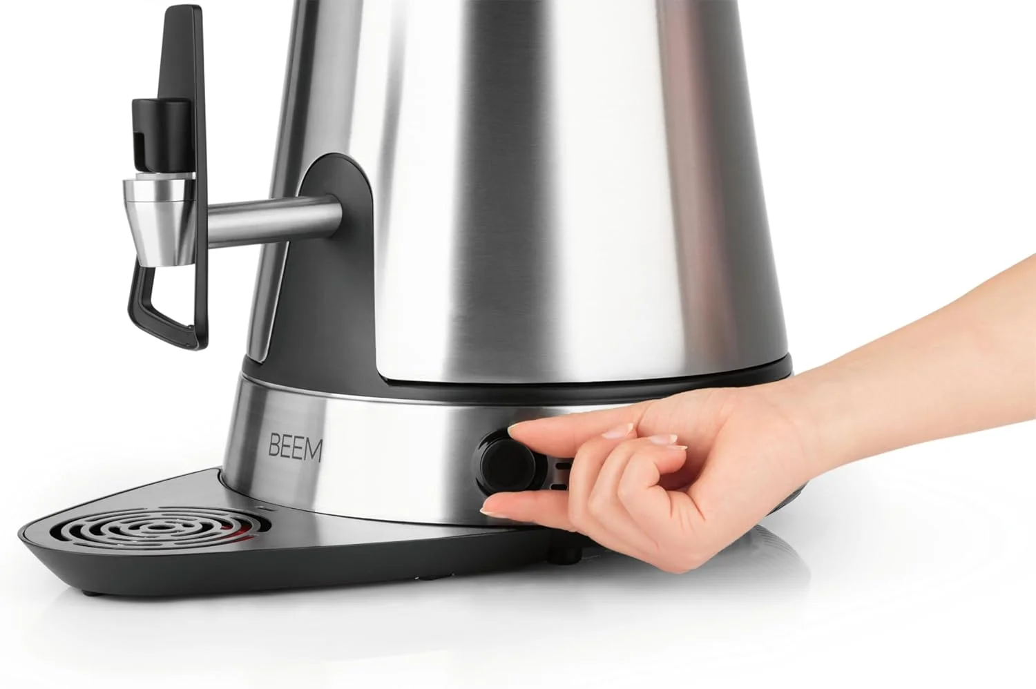 سماور بییم مدل Amira، ظرفیت آب 10 لیتر، فناوری القایی، محافظت خودکار در حالت بیکار و طراحی شیک با شیر استیل، ایده آل برای هتل و پذیرایی