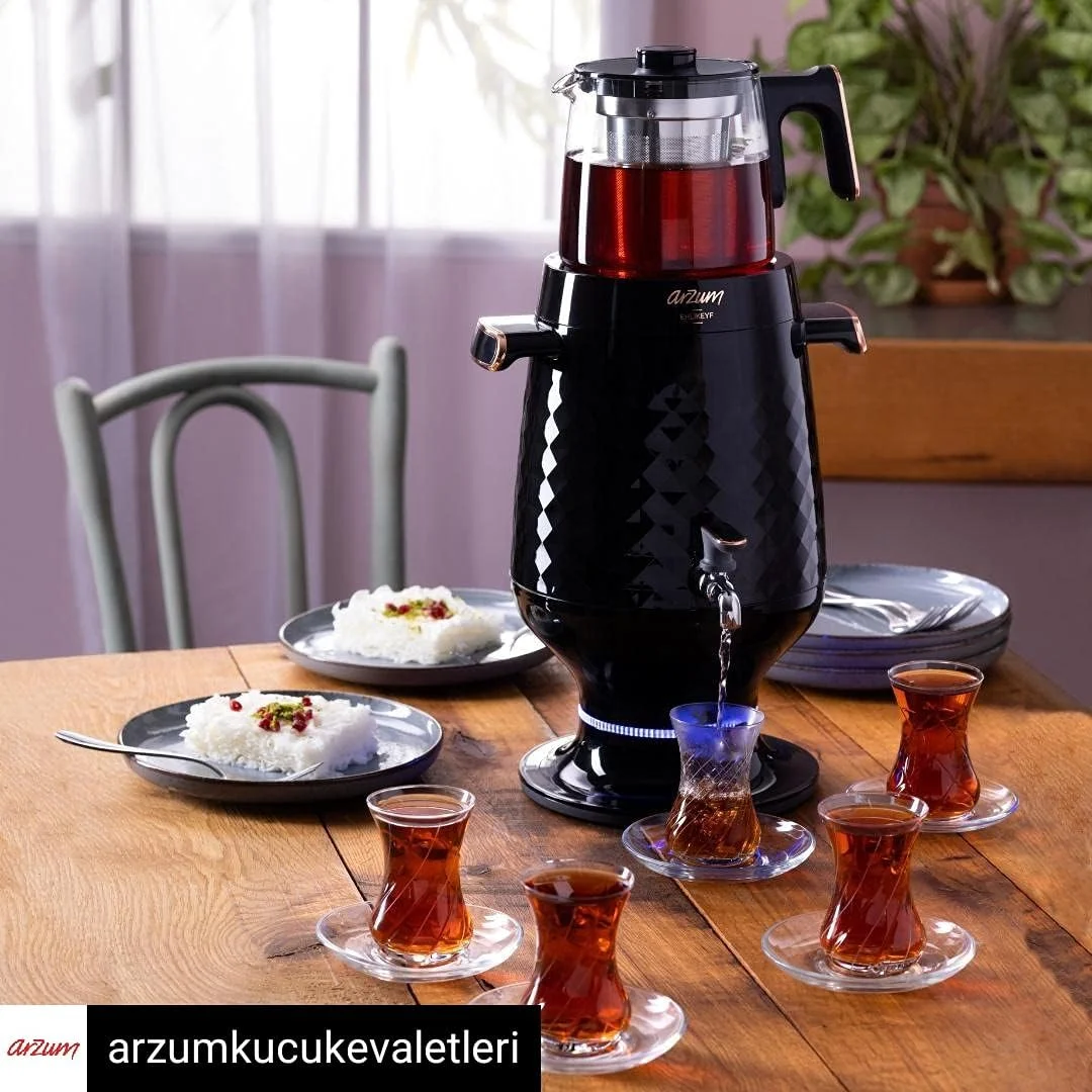 چای ساز سماوری برقی آرزوم مدل AR3083B، 2200 وات، مشکی