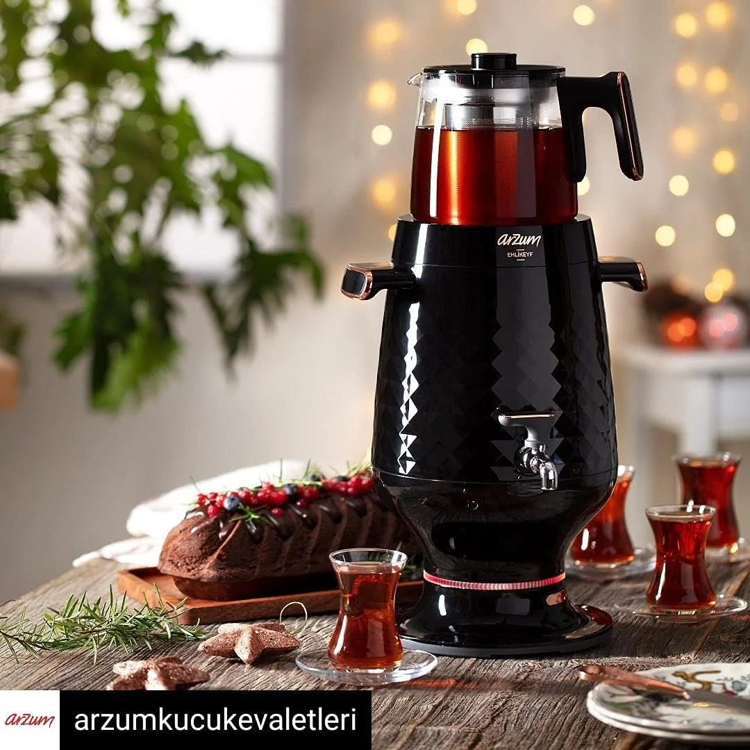 چای ساز سماوری برقی آرزوم مدل AR3083B، 2200 وات، مشکی