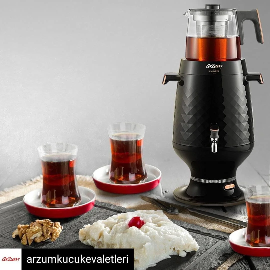 چای ساز سماوری برقی آرزوم مدل AR3083B، 2200 وات، مشکی