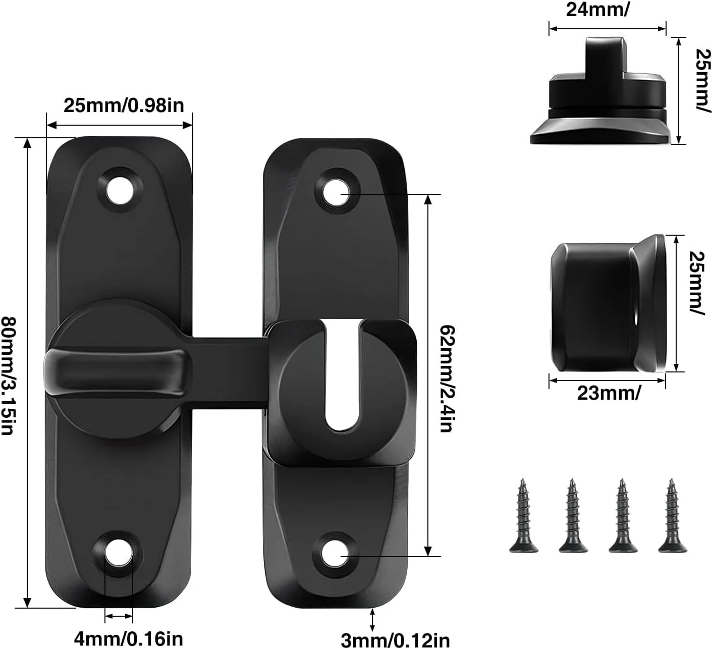 قفل کشویی درب چرخشی خزنه، قفل استیل ضد زنگ 90 درجه، قفل ایمنی درب انبار کشویی، قفل درب زاویه راست خمیده، جلوگیری از خوردگی، قفل درب حمام انبار، مشکی