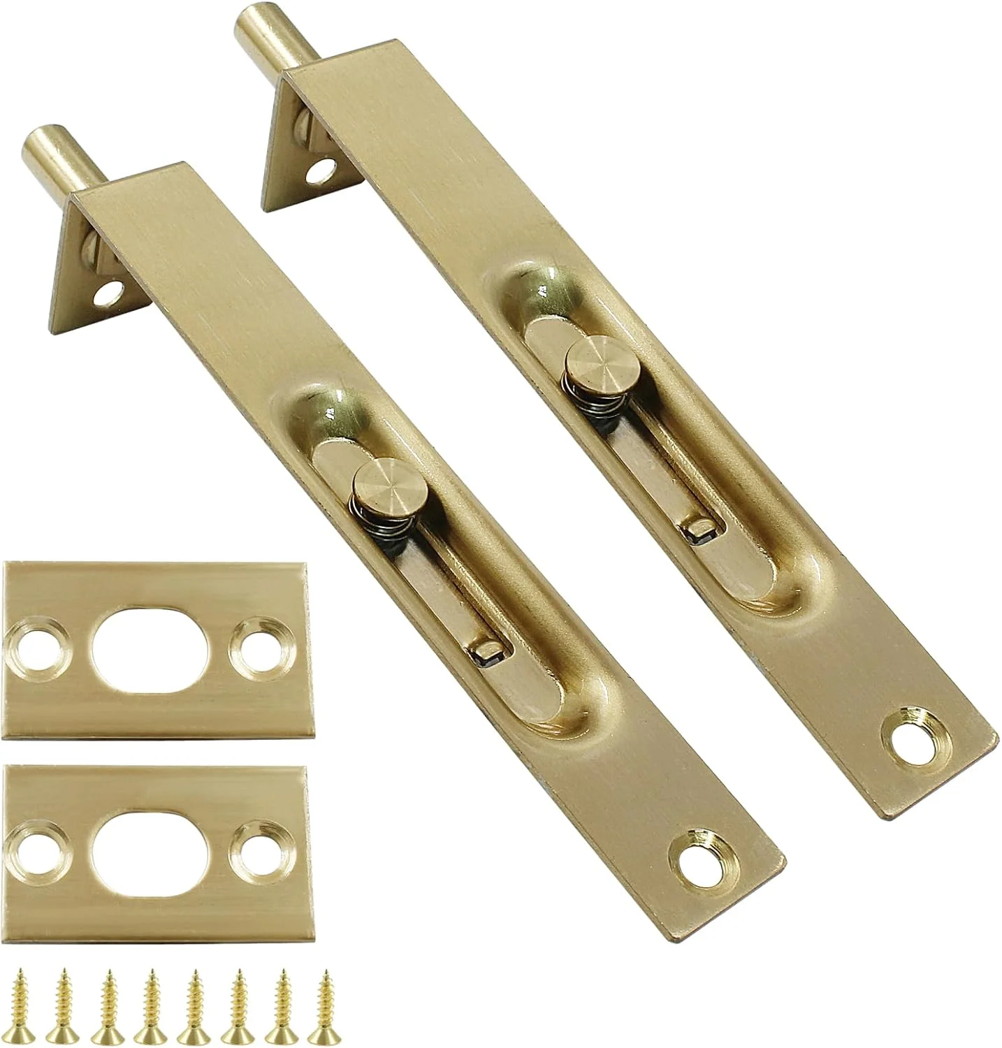 قفل توکار درب استیل ضد زنگ Kyuionty، بسته 2 عددی، 15 سانتی متری، قفل درب فرانسوی اهرمی نوع L (طلایی عتیقه)