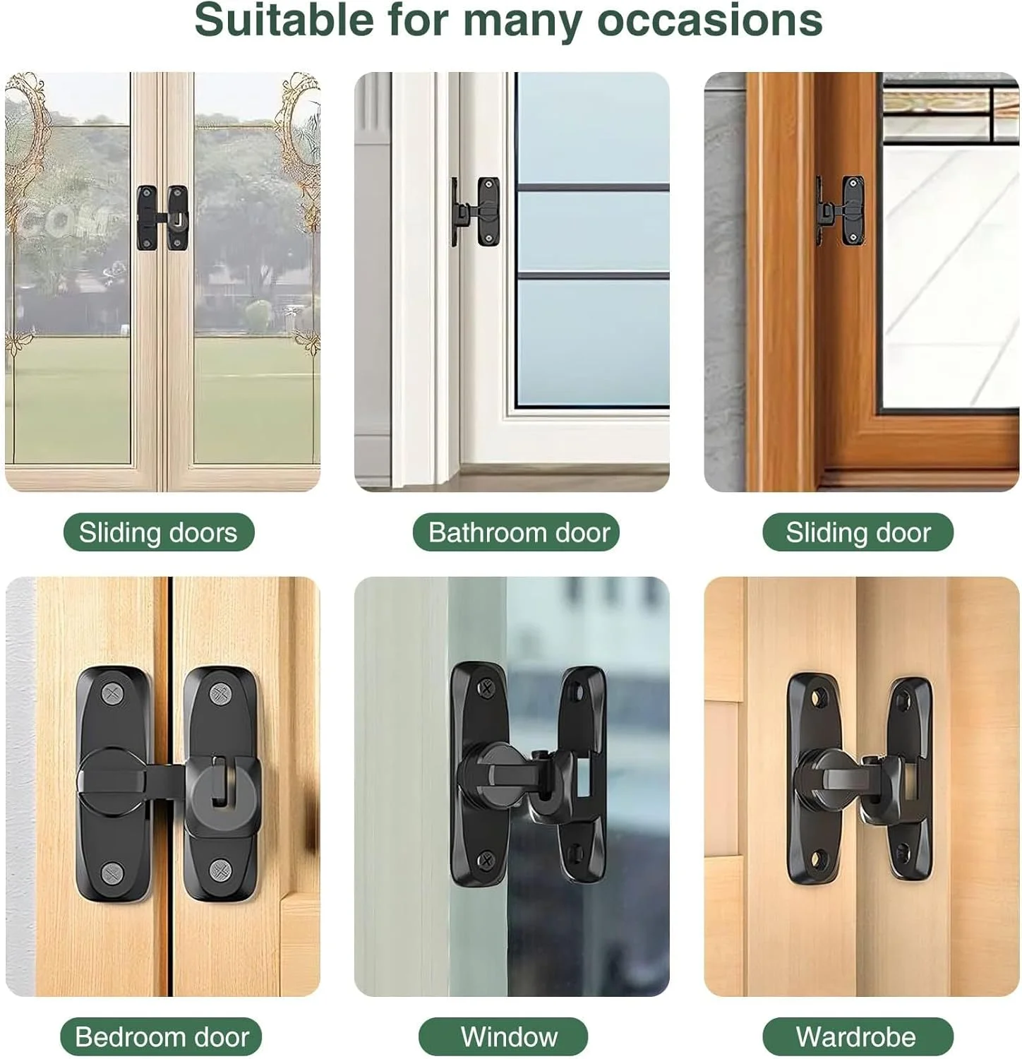 قفل کشویی درب چرخشی خزنه، قفل استیل ضد زنگ 90 درجه، قفل ایمنی درب انبار کشویی، قفل درب زاویه راست خمیده، جلوگیری از خوردگی، قفل درب حمام انبار، مشکی