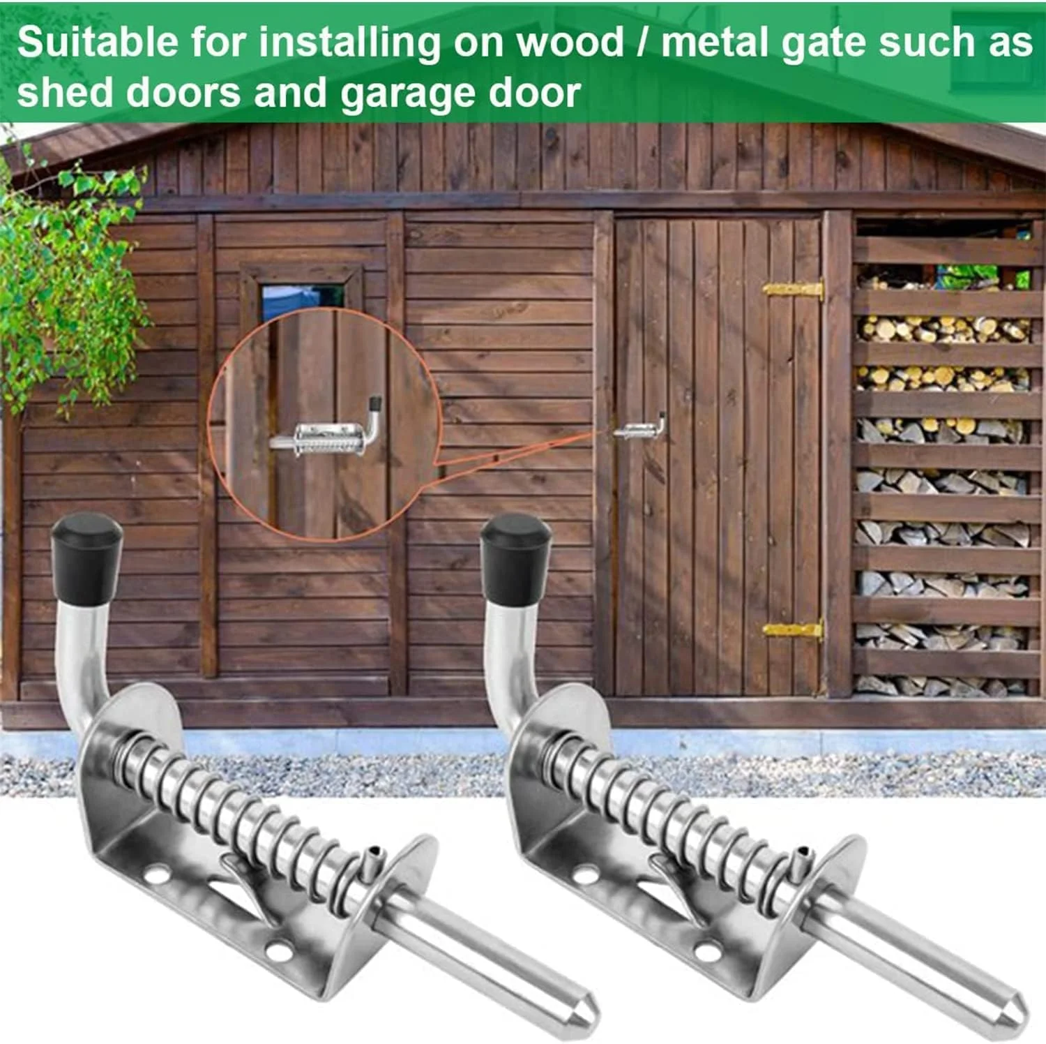 زبانه فنری KASTWAVE، 2 عدد قفل فلزی استیل ضد زنگ 304 با دسته، پین زبانه فنری سنگین 128 میلی متری برای درب حیاط، درب سوله، درب عقب، تریلر، درب گاراژ، درب انبار