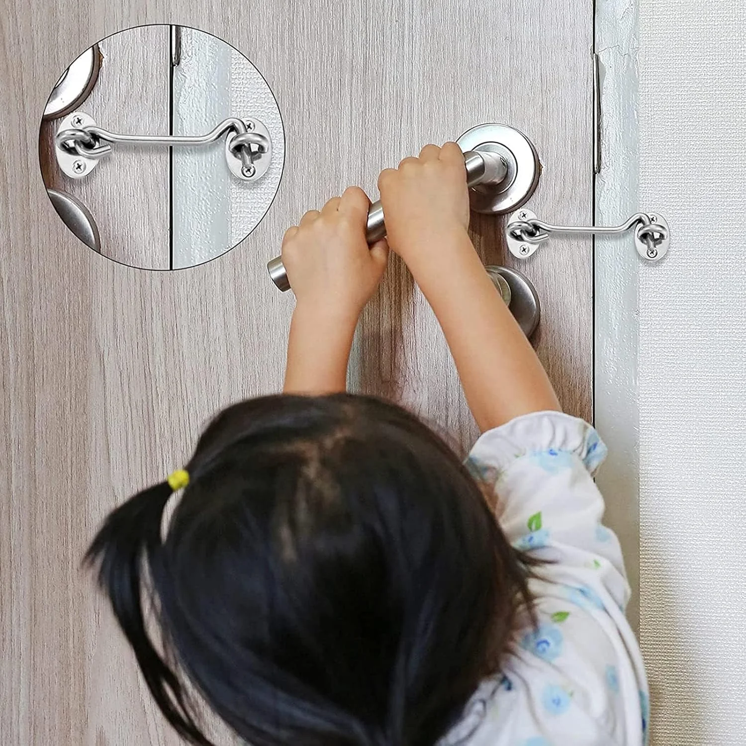 قفل کابین خزنه، بسته 2 عددی قفل درب انبار 3 اینچی، قفل درب سنگین و ضخیم از جنس استیل ضد زنگ، افزایش امنیت و حریم خصوصی، قفل های چشمی و پیچ برای قفل درب، نقره ای