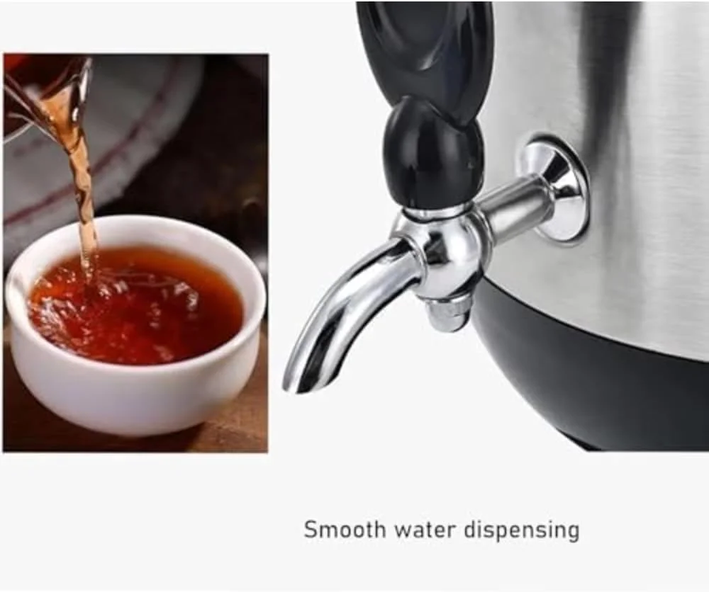 سماور برقی ترکی 4 لیتری - چای ساز و کتری استیل با قوری به سبک عثمانی، خاموش شدن خودکار، محافظت در برابر خشک شدن، ایده آل برای استفاده در خانه، آشپزخانه و محل کار سماور برقی ترکی 4 لیتری - چای ساز و کتری استیل با قوری به سبک عثمانی، خاموش شدن خودکار، محافظت در برابر خشک شدن، ایده آل برای استفاده در خانه، آشپزخانه و محل کار