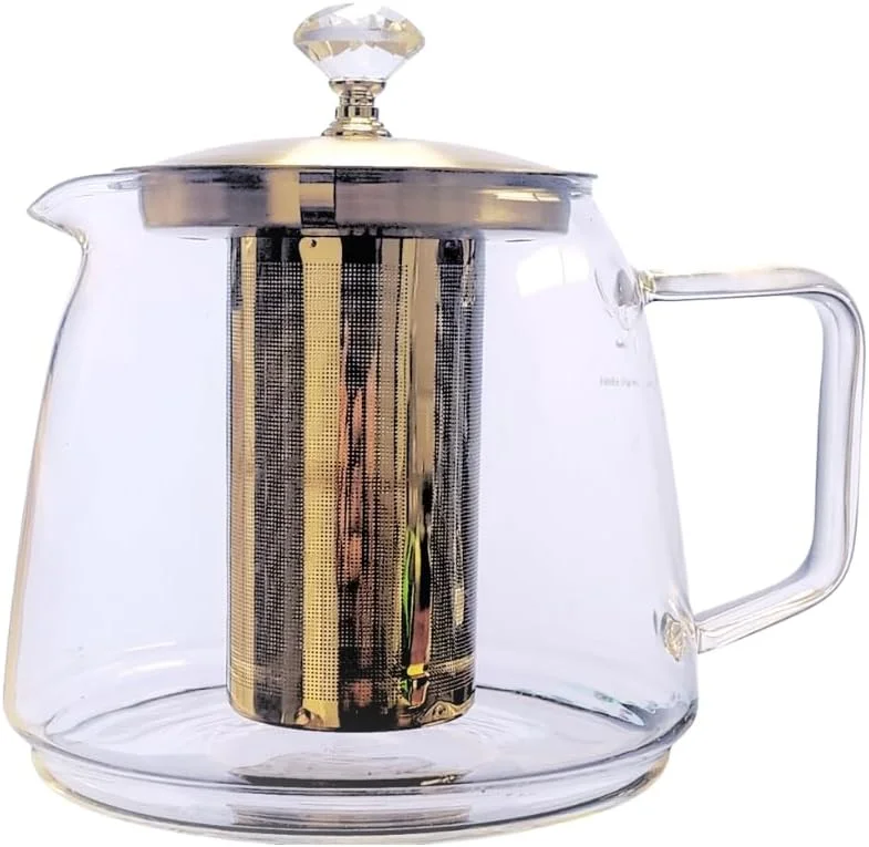 چای ساز برقی با قوری شیشه ای، کتری استیل 1.8 لیتری، نمایشگر دیجیتال دما، عملکرد گرم نگهدارنده - سماور سبک ترکی و ایرانی - مشکی