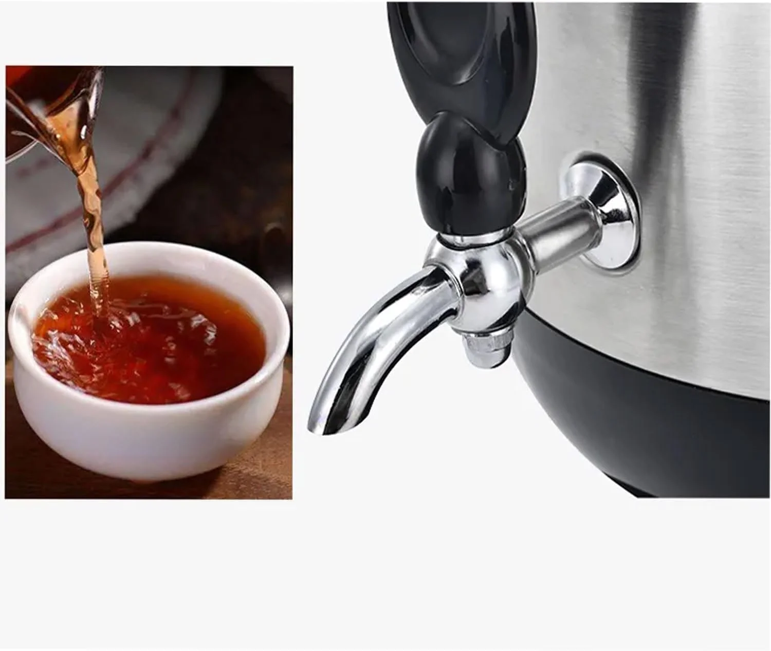 چای ساز برقی ترکی - کتری 4 لیتری + قوری 1 لیتری، خاموش شدن خودکار، محافظت در برابر خشک شدن، طراحی دو لایه، کتری چای به سبک سماور برای چای روسی، ترکی و خاورمیانه چای ساز برقی ترکی - کتری 4 لیتری + قوری 1 لیتری، خاموش شدن خودکار، محافظت در برابر خشک شدن، طراحی دو لایه، کتری چای به سبک سماور برای چای روسی، ترکی و خاورمیانه