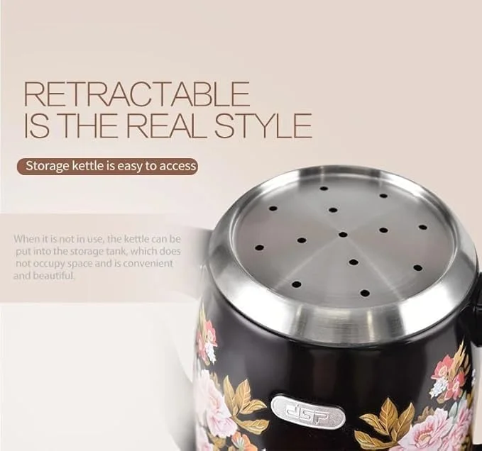 کتری برقی سماوری DSP مدل Elegant، توان 1800 وات، ظرفیت 3.5 لیتر + 0.8 لیتر، طرح گل (ممکن است متفاوت باشد)، ایده آل برای چای و قهوه کتری برقی سماوری DSP مدل Elegant، توان 1800 وات، ظرفیت 3.5 لیتر + 0.8 لیتر، طرح گل (ممکن است متفاوت باشد)، ایده آل برای چای و قهوه