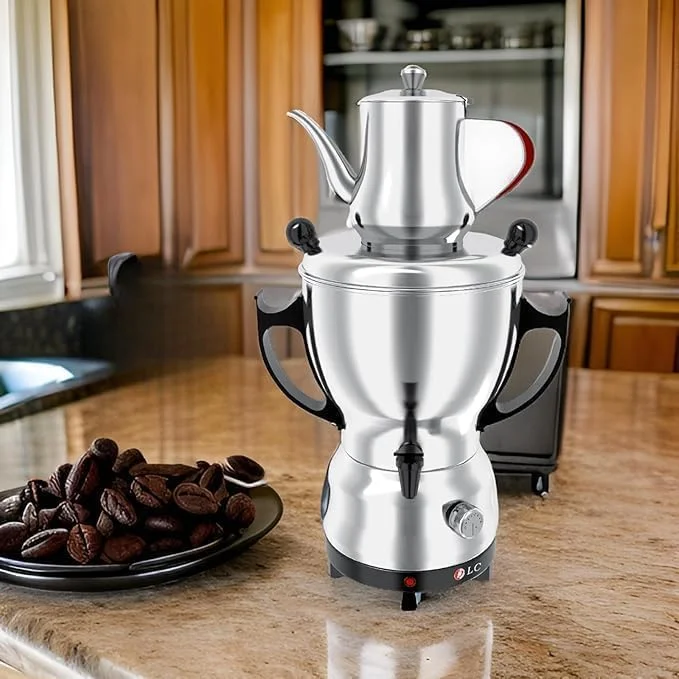 سماور برقی - ست قهوه ساز عربی، ظرفیت 3.5 لیتر، 1800 وات، دم کردن سریع، طراحی سنتی سماور برقی - ست قهوه ساز عربی، ظرفیت 3.5 لیتر، 1800 وات، دم کردن سریع، طراحی سنتی