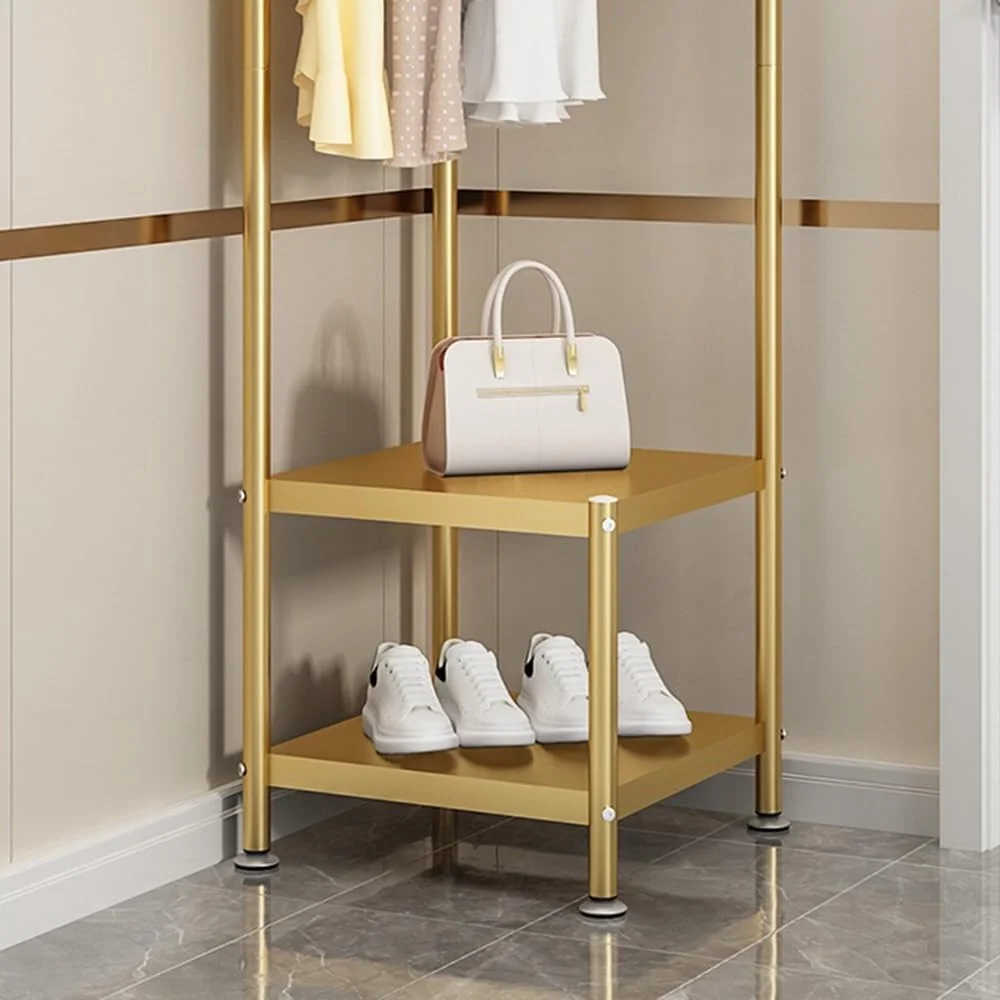 رخت آویز فلزی، قفسه کت، گوشه اتاق خواب، قفسه لباس ایستاده چند منظوره، رخت آویز لباس خانگی داخلی Taiyuan (طلایی)