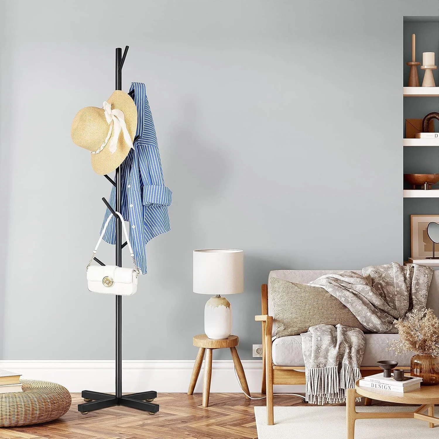 چوب لباسی فلزی ایستاده باوین با 8 قلاب، آویز مدرن نوردیک لوکس، مناسب برای آویزان کردن لباس، کیف، کلاه، لوازم جانبی (مشکی) چوب لباسی فلزی ایستاده باوین با 8 قلاب، آویز مدرن نوردیک لوکس، مناسب برای آویزان کردن لباس، کیف، کلاه، لوازم جانبی (مشکی)