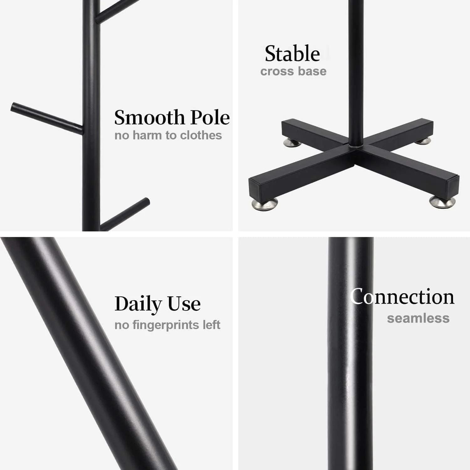 چوب لباسی فلزی ایستاده باوین با 8 قلاب، آویز مدرن نوردیک لوکس، مناسب برای آویزان کردن لباس، کیف، کلاه، لوازم جانبی (مشکی)