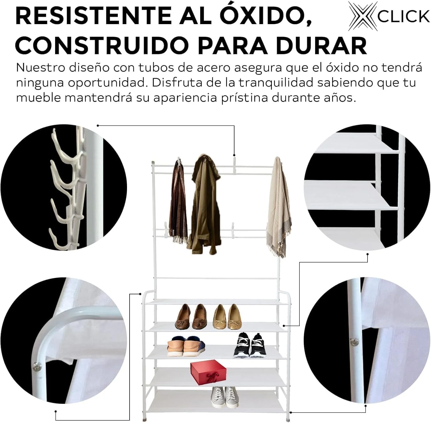 جاکفشی و جالباسی 5 طبقه استیل ضد زنگ مناسب منزل - سفید جاکفشی و جالباسی 5 طبقه استیل ضد زنگ مناسب منزل - سفید