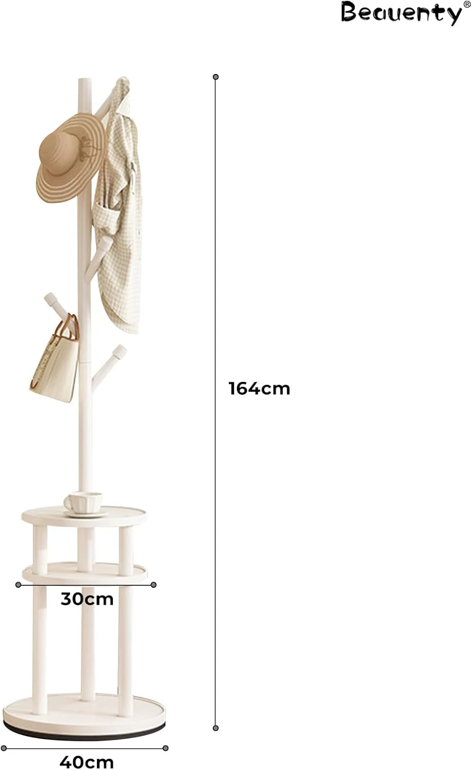 چوب لباسی ایستاده چوبی Beauenty با قفسه چرخشی، رخت آویز مستقل با 6 آویز، مناسب اتاق خواب، دفتر و راهرو (سفید + چرخش 360 درجه) چوب لباسی ایستاده چوبی Beauenty با قفسه چرخشی، رخت آویز مستقل با 6 آویز، مناسب اتاق خواب، دفتر و راهرو (سفید + چرخش 360 درجه)