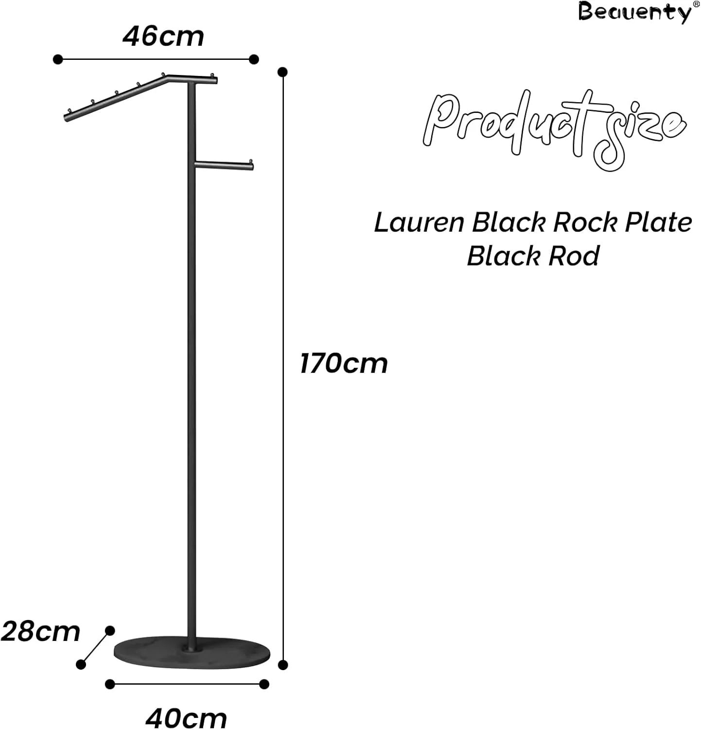 چوب لباسی فلزی مدرن Beauenty، رخت آویز ایستاده با پایه مرمر، آویز ورودی برای کت، کلاه، شال، لباس و کیف دستی (مشکی) چوب لباسی فلزی مدرن Beauenty، رخت آویز ایستاده با پایه مرمر، آویز ورودی برای کت، کلاه، شال، لباس و کیف دستی (مشکی)