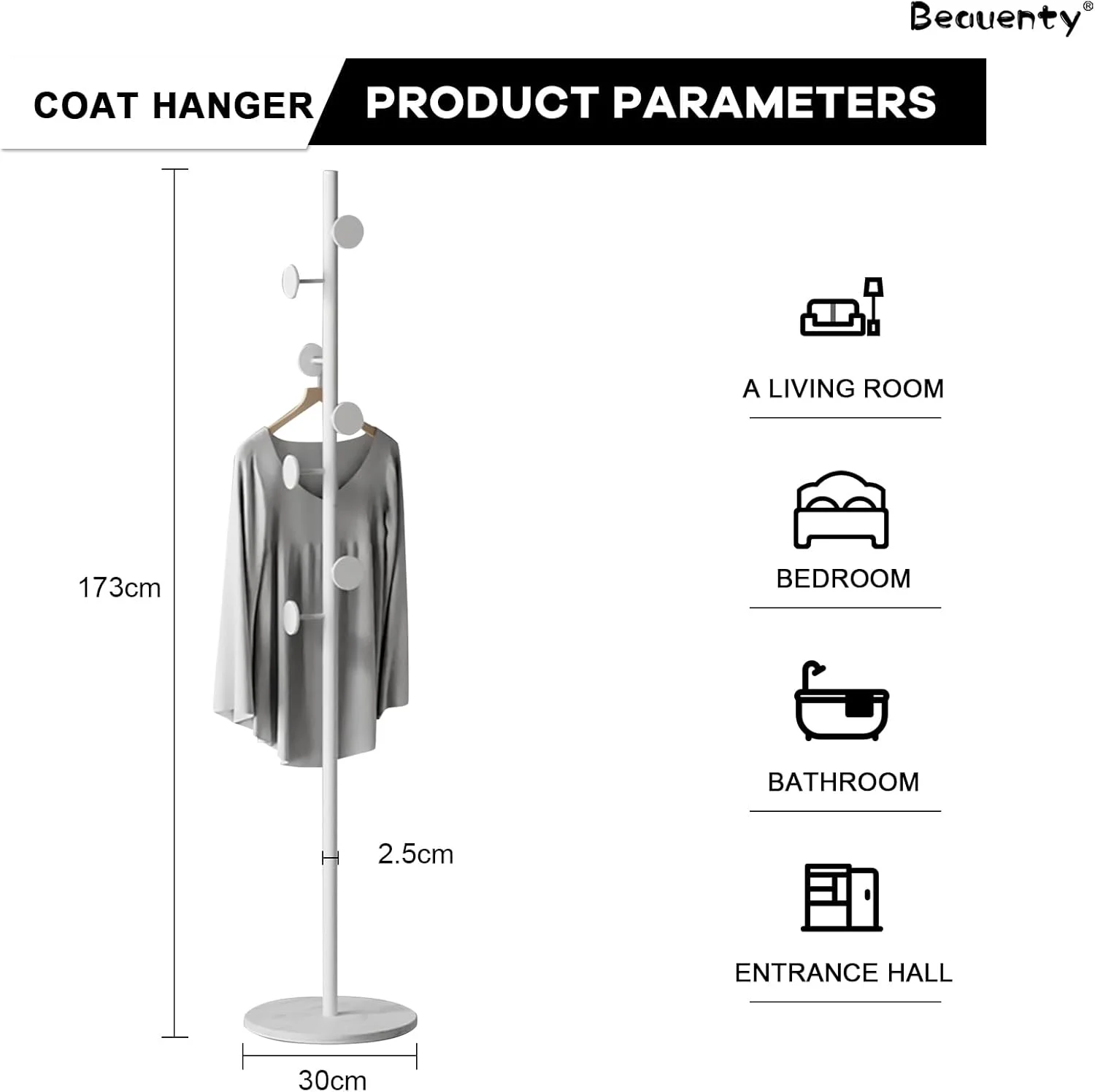 جالباسی ایستاده Beauenty، جالباسی فلزی سنگین با 7 آویز، چوب لباسی مینیمالیستی برای کت، کلاه، کیف، شال، سازمان دهنده ورودی کم جا (طرح باغ، سفید) جالباسی ایستاده Beauenty، جالباسی فلزی سنگین با 7 آویز، چوب لباسی مینیمالیستی برای کت، کلاه، کیف، شال، سازمان دهنده ورودی کم جا (طرح باغ، سفید)